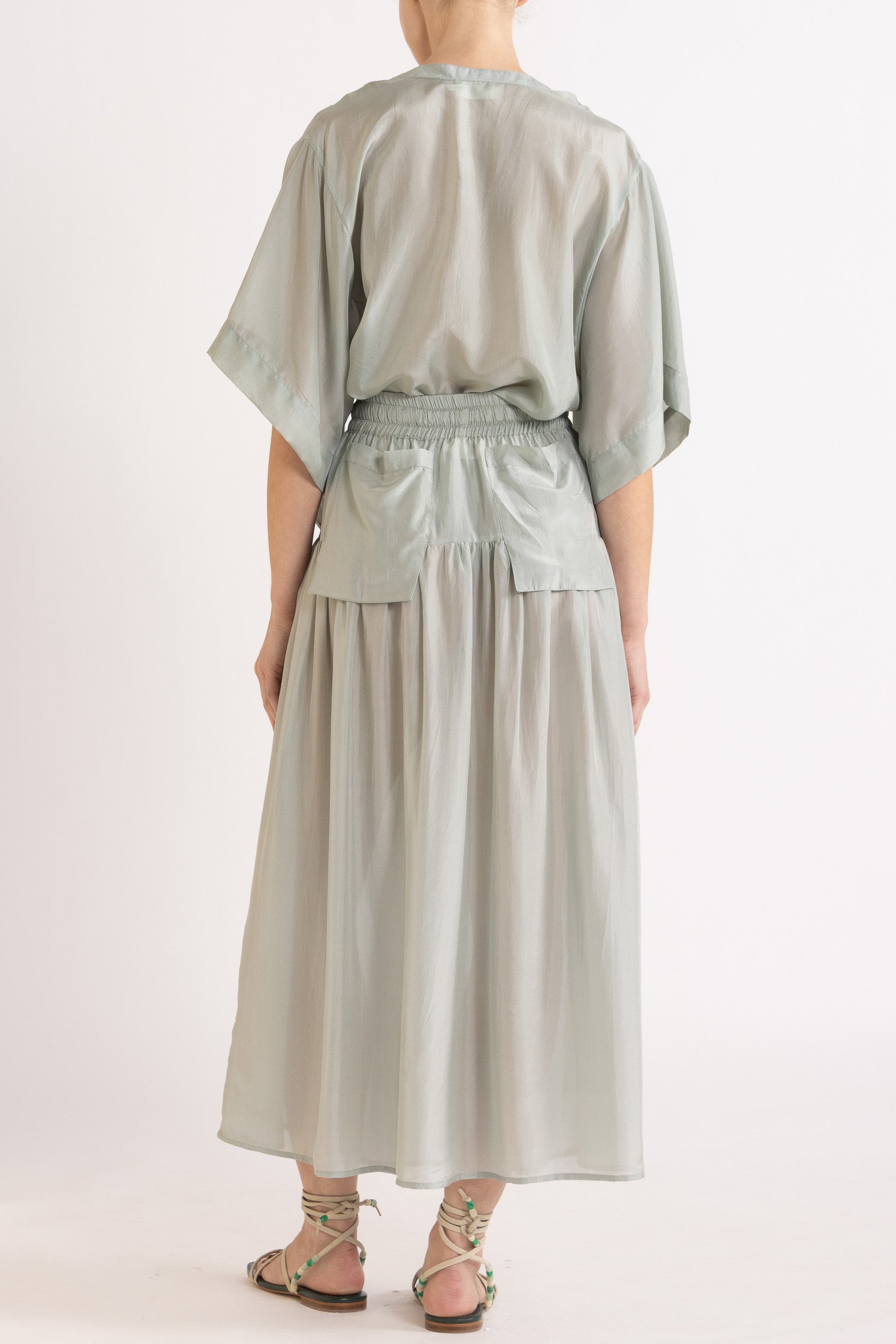 Amal Silk Habotai Short Sleeve Top