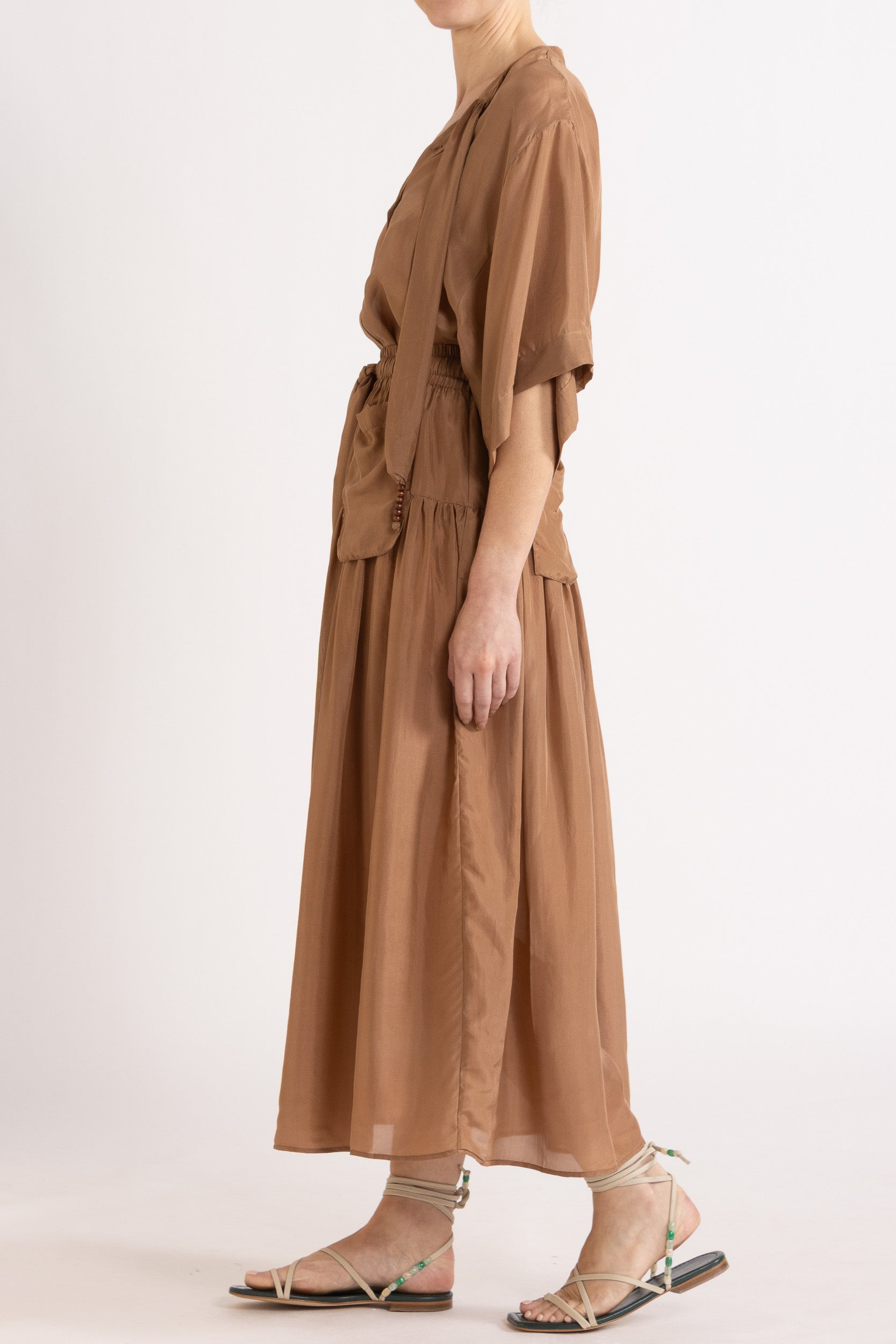 Amal Silk Habotai Short Sleeve Top