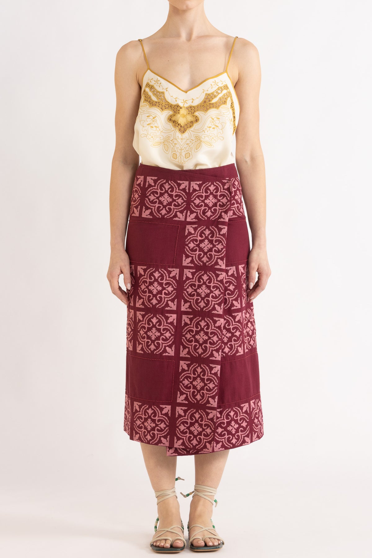 Malika Embroidered Wrap Skirt