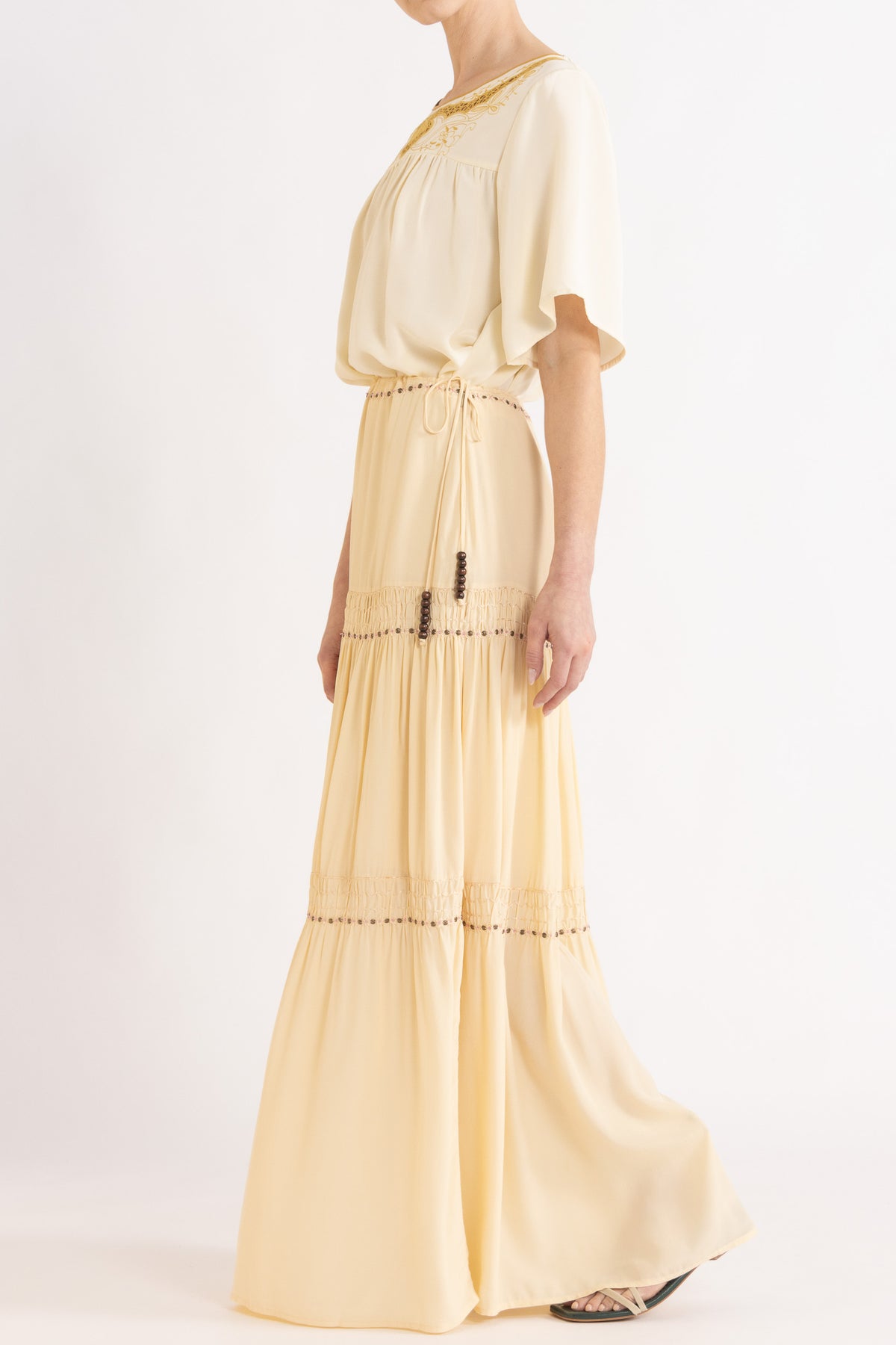 Lina Silk Crepe Short Sleeve Top