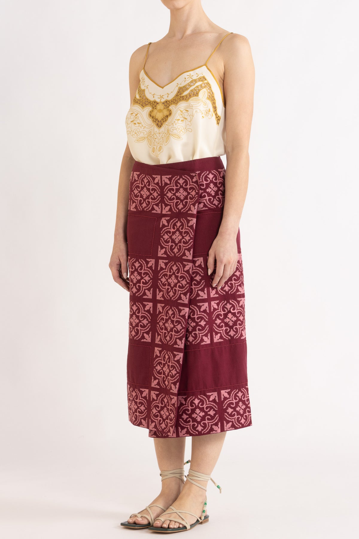 Malika Embroidered Wrap Skirt
