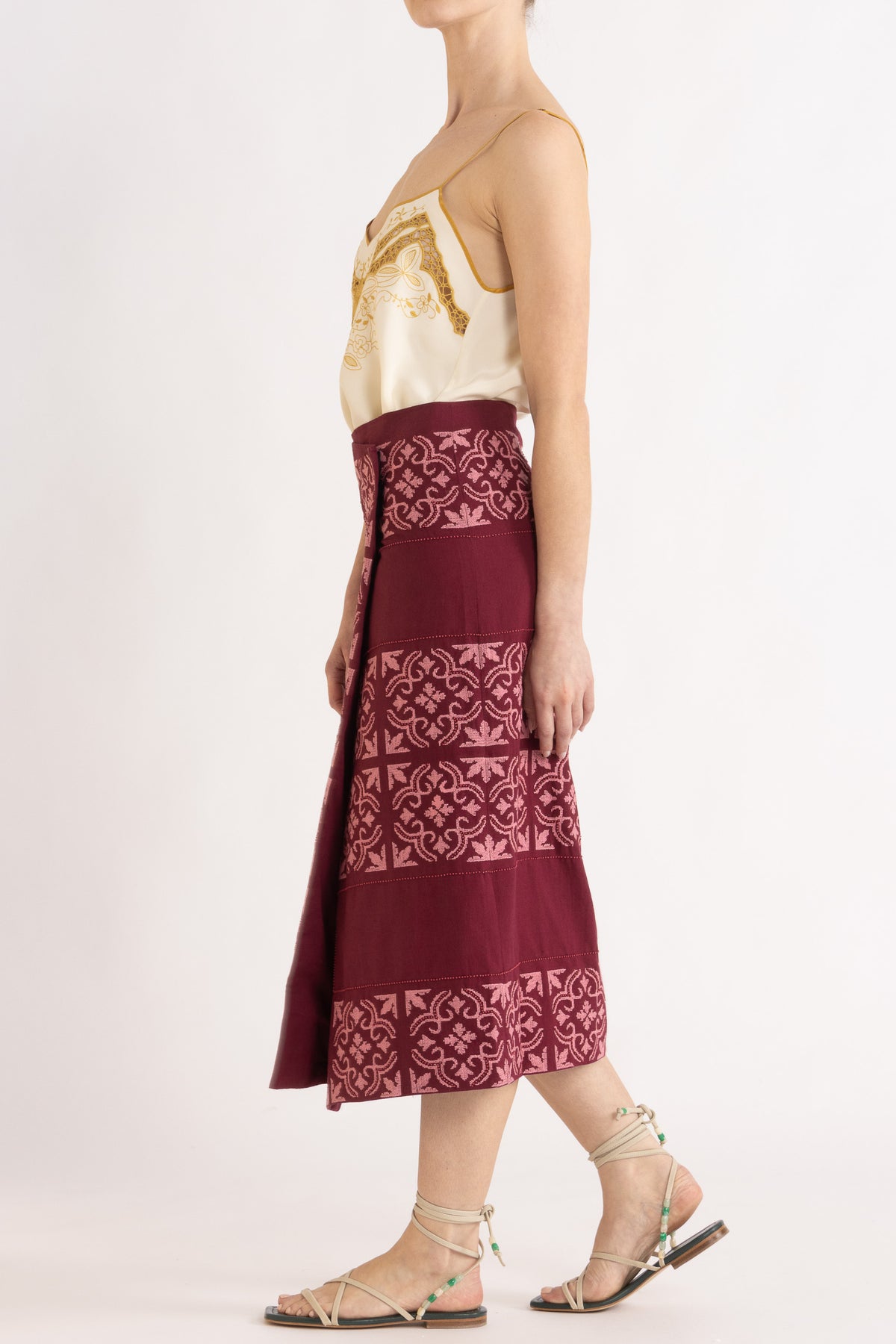 Malika Embroidered Wrap Skirt