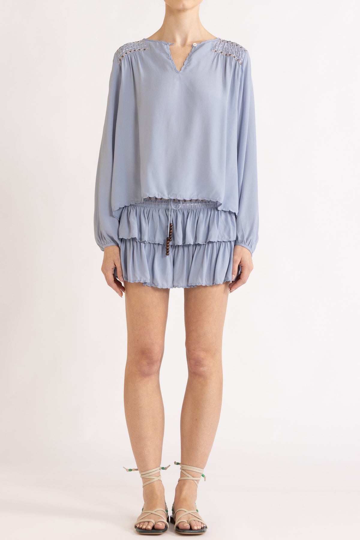 Gemini Crepe De Chine Long Sleeve Top