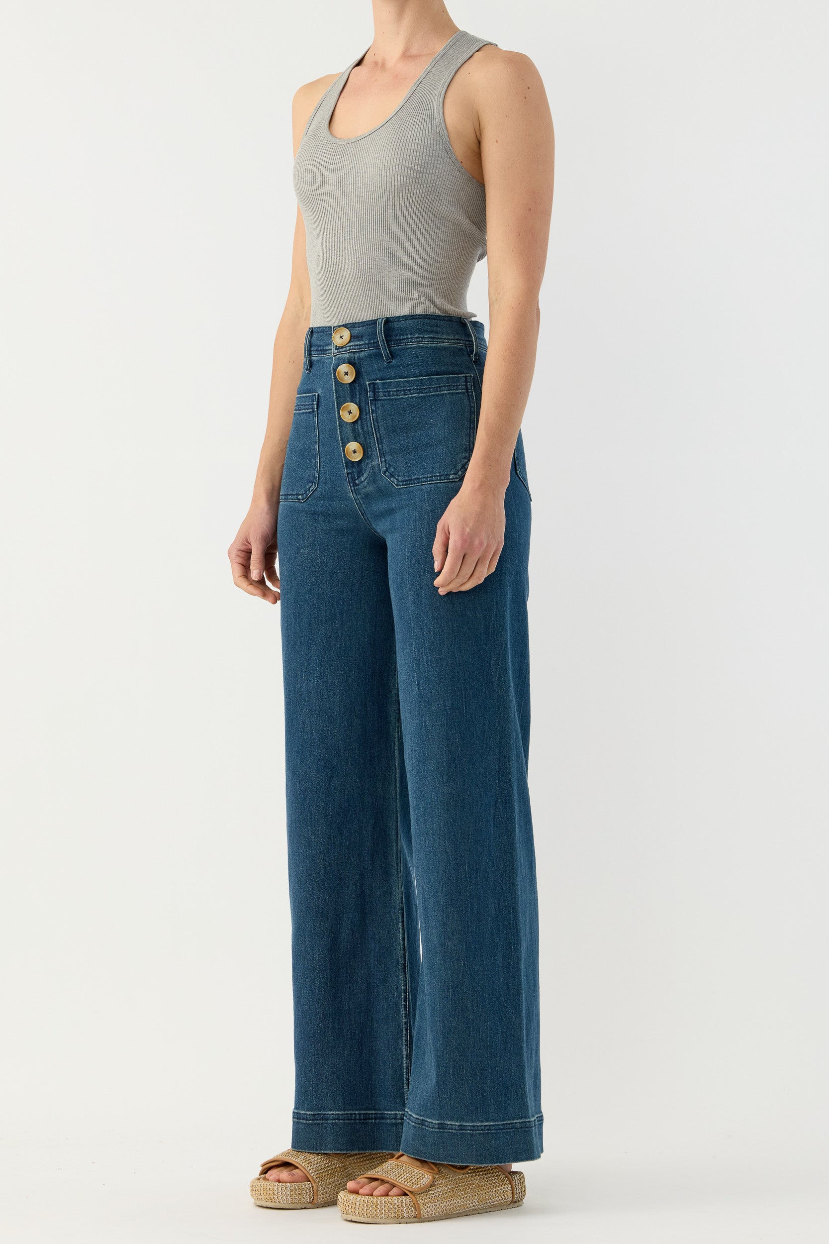 Clover Ribbed Silk-Cotton Scoop Neck Singlet