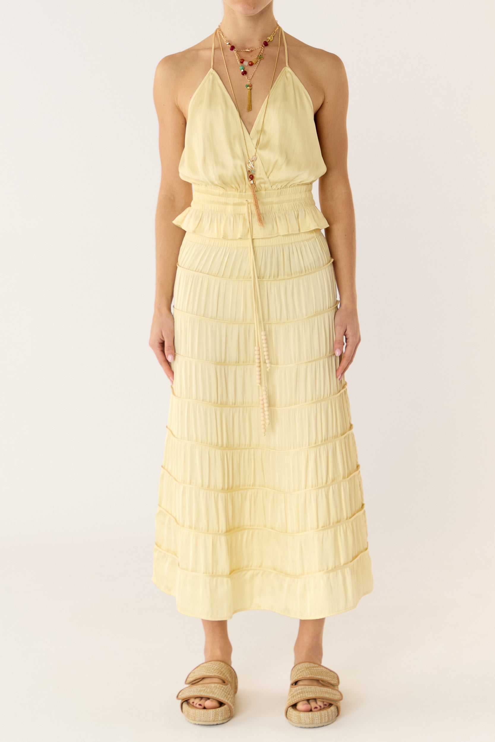 Alina Tiered Satin Skirt