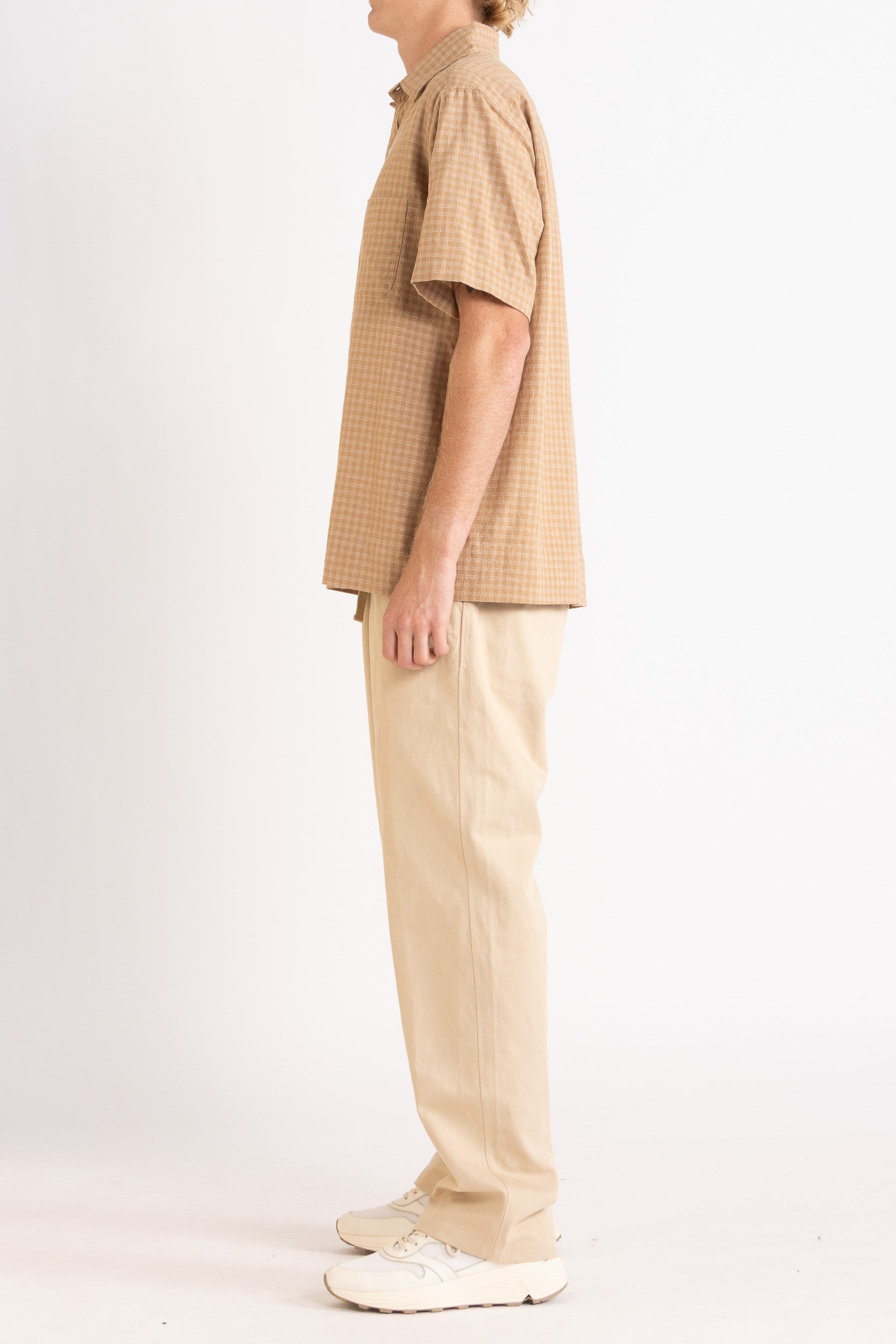 Lawrence Check Hemp Cotton Short Sleeve Shirt