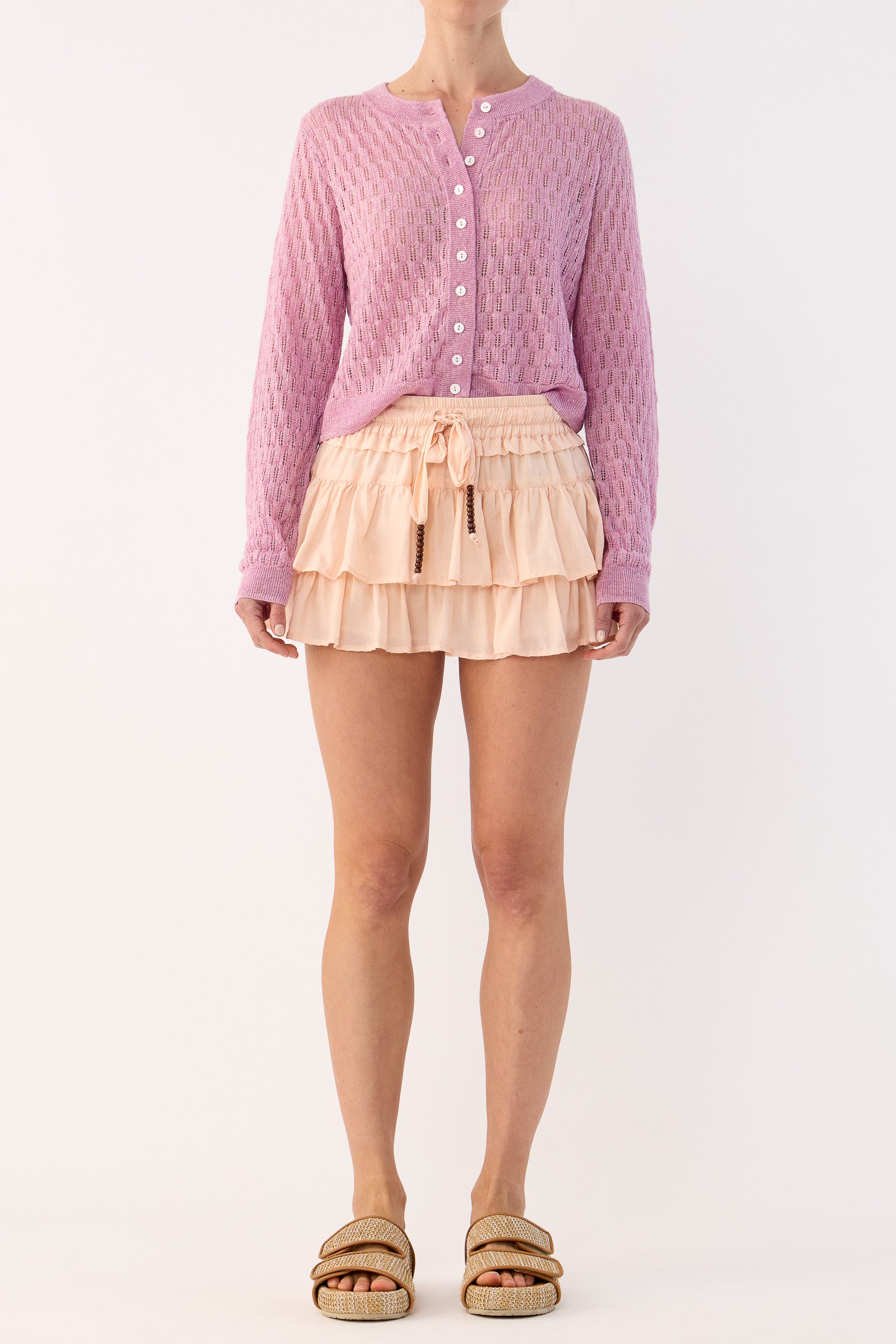 Miley Pointelle Merino Wool & Linen Cardigan