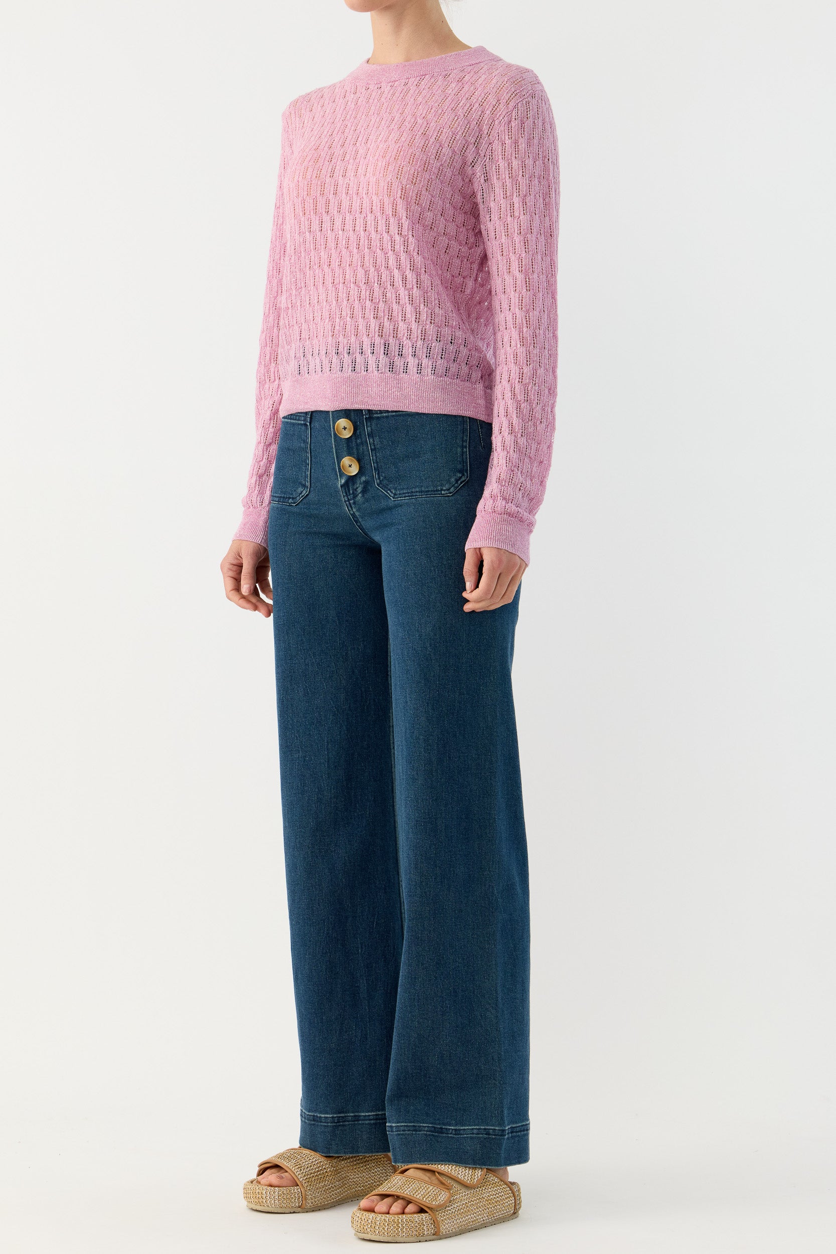 Miley Pointelle Merino Wool & Linen Sweater