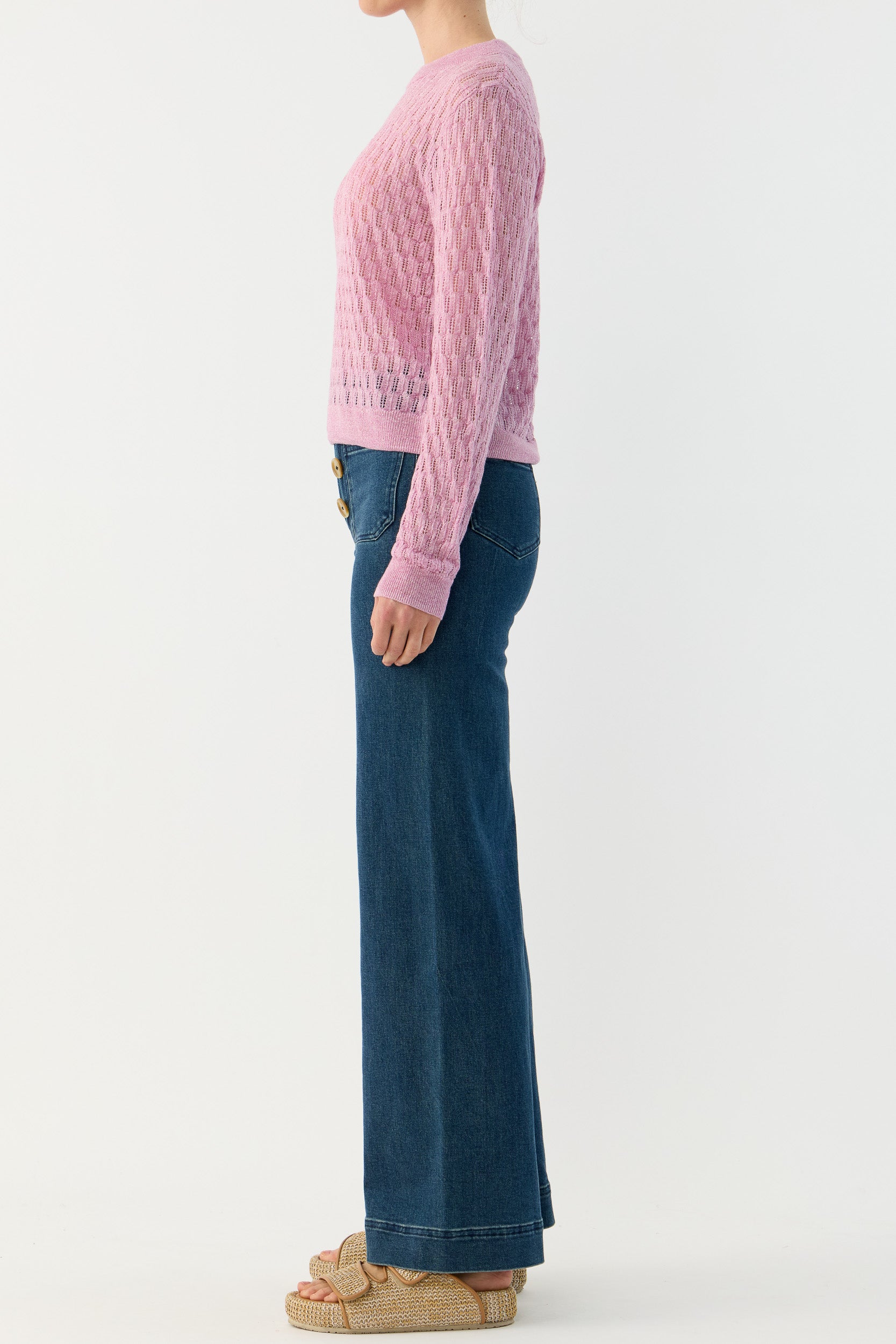Miley Pointelle Merino Wool & Linen Sweater