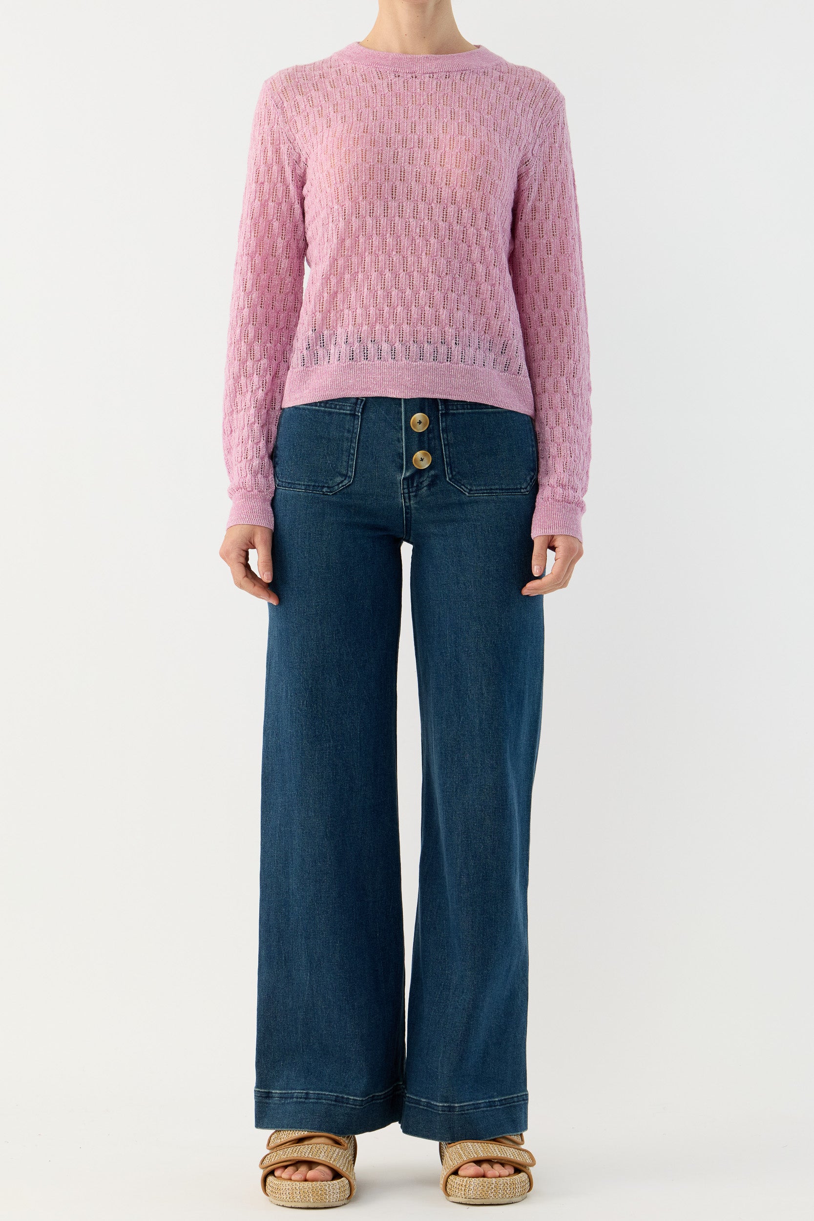 Miley Pointelle Merino Wool & Linen Sweater