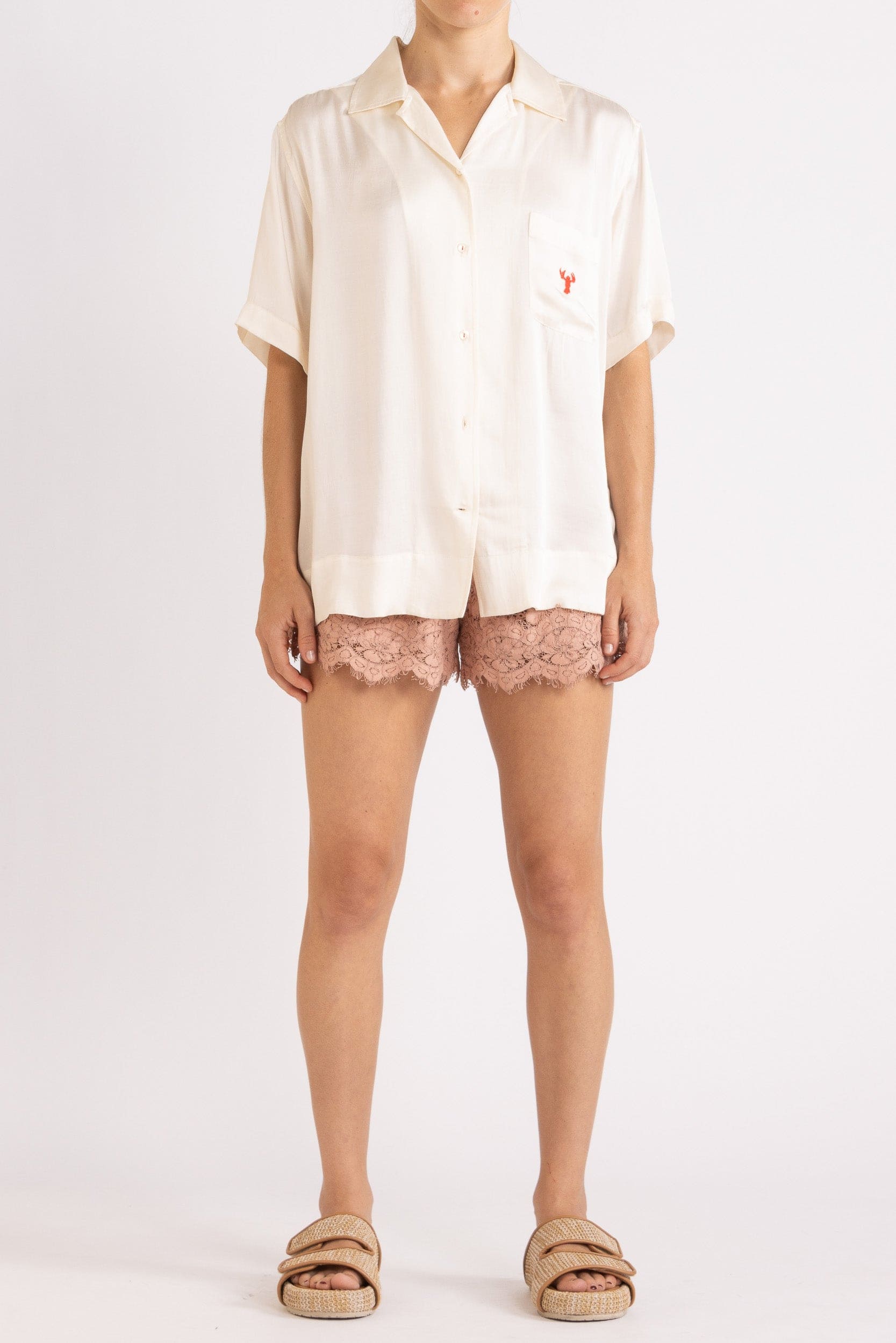Gus Embroidered Satin Short Sleeve Shirt