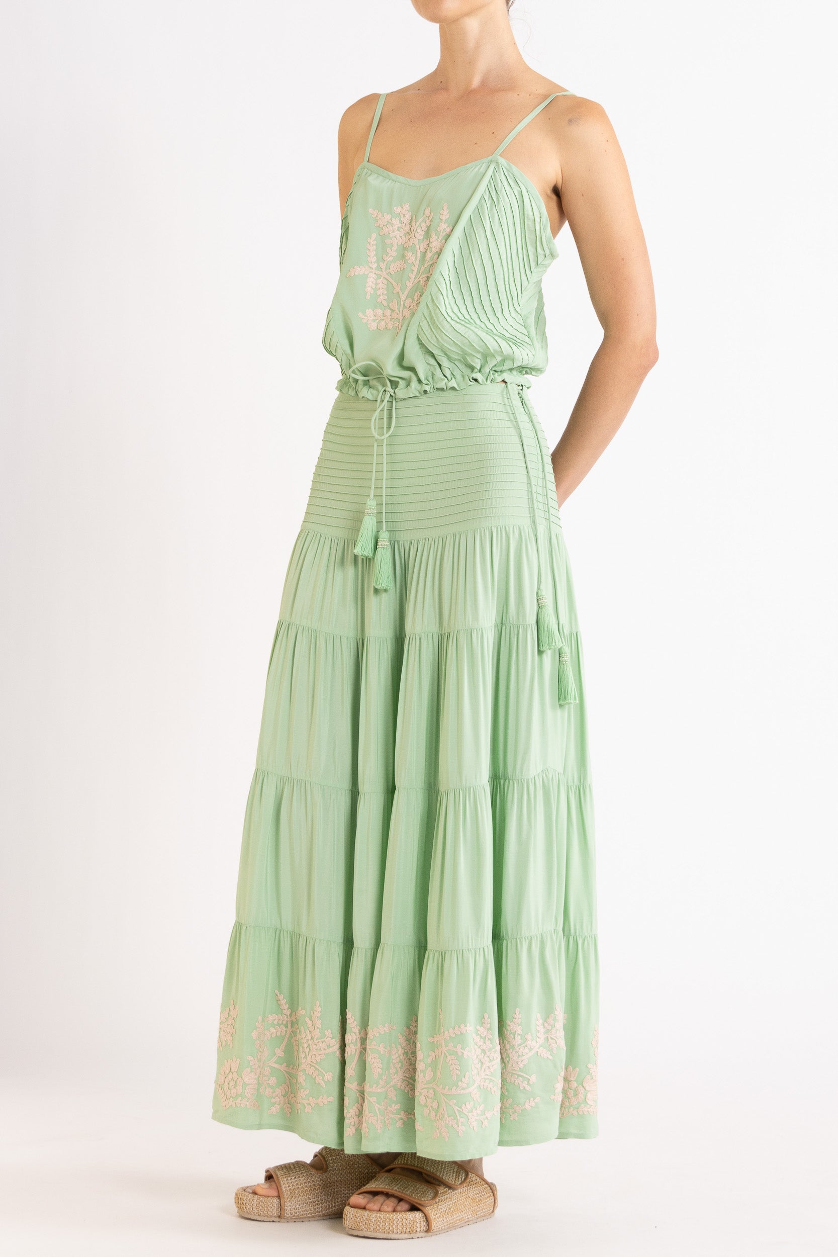 Elsie Embroidered Cami Mint