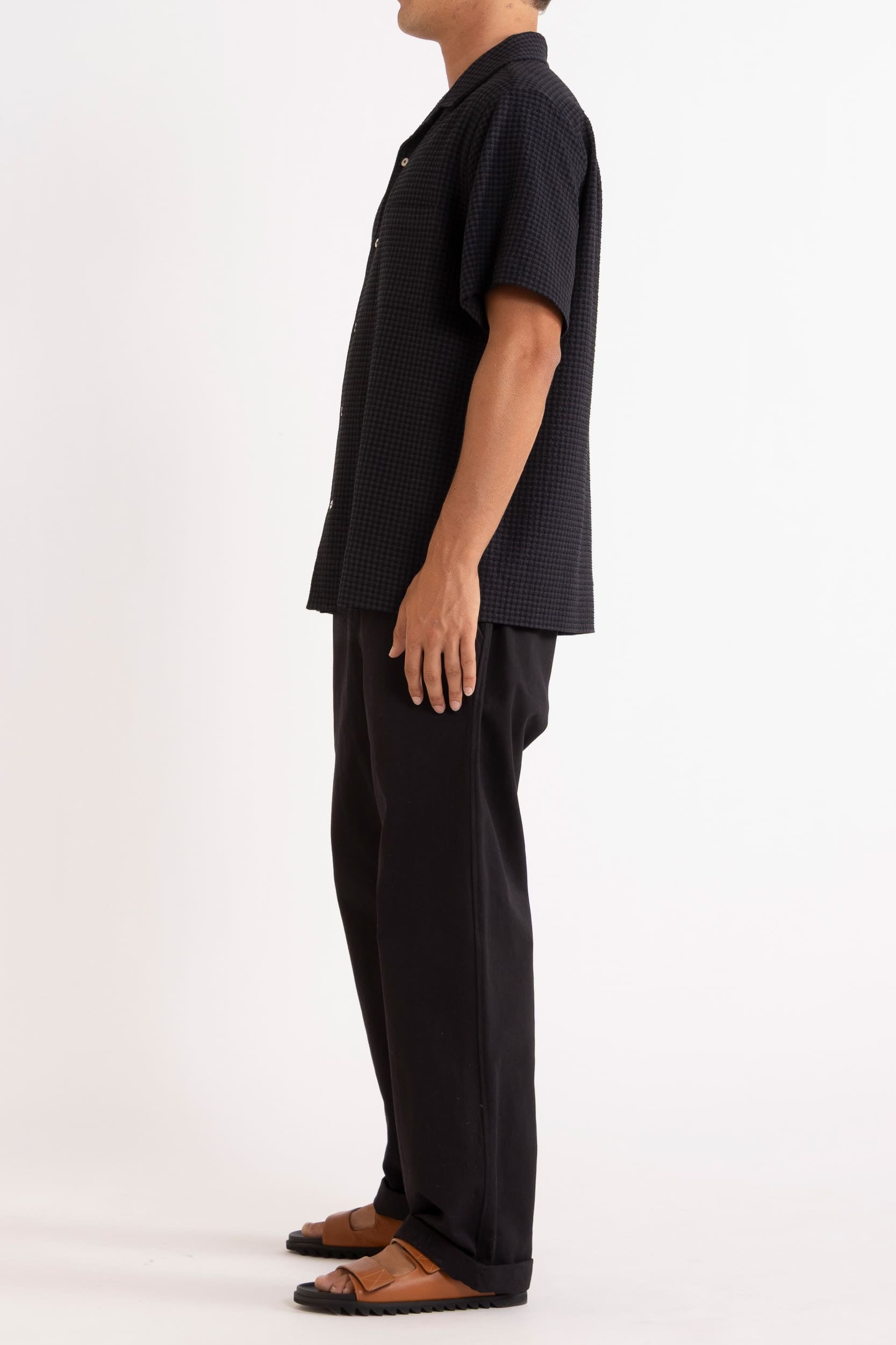 Monty Check Wool-Blend Short Sleeve Shirt
