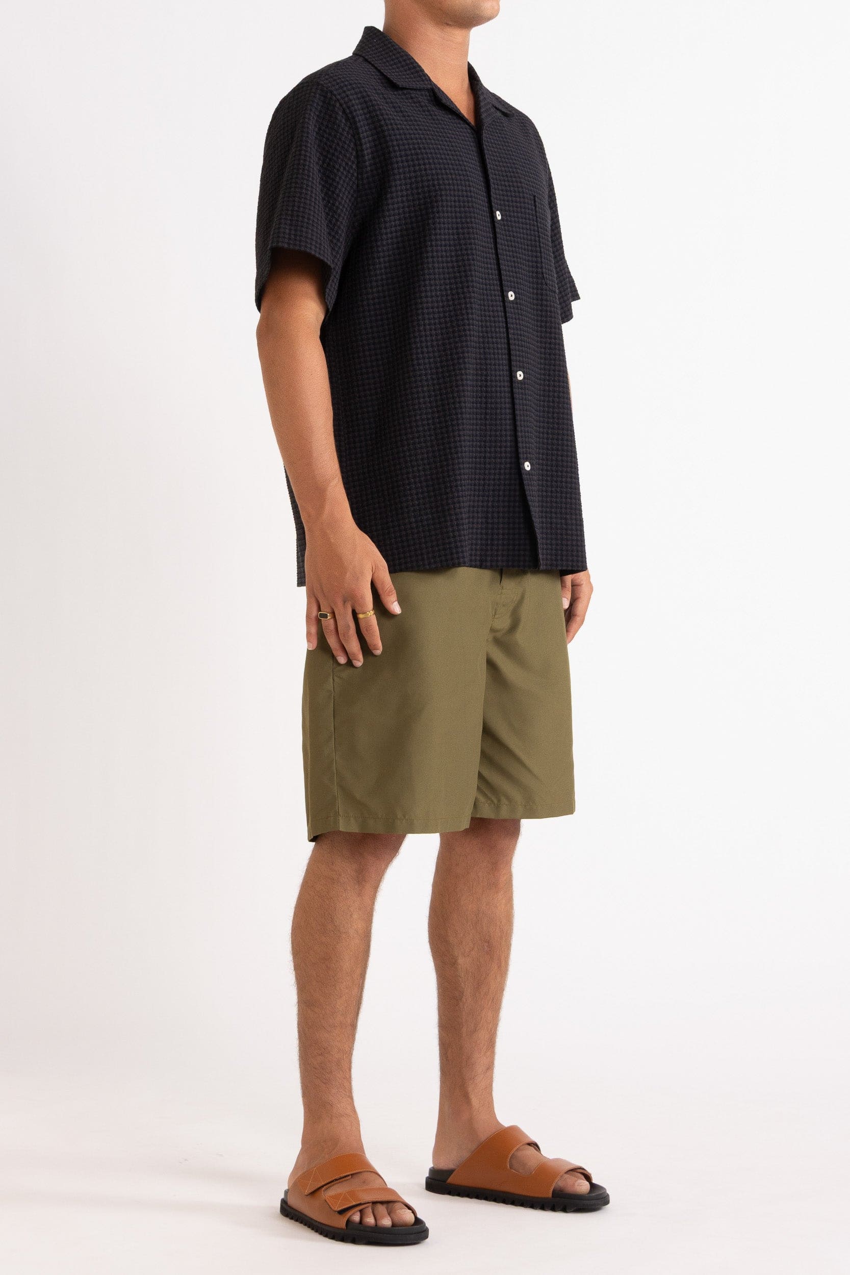 Monty Check Wool-Blend Short Sleeve Shirt
