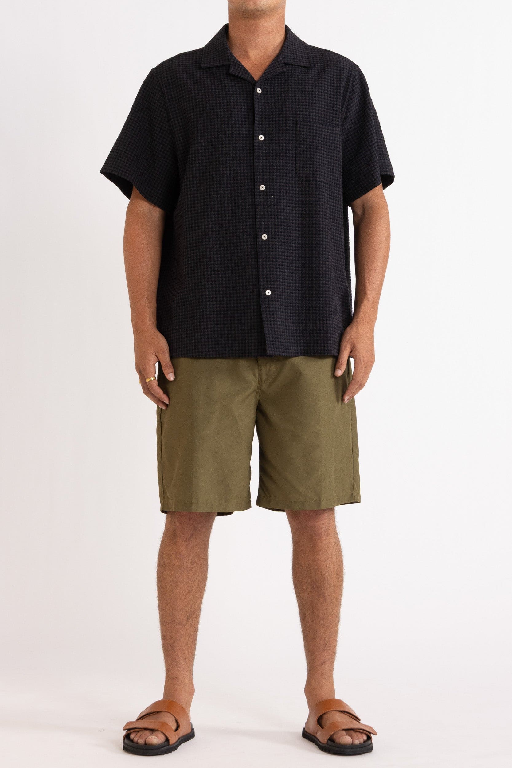 Monty Check Wool-Blend Short Sleeve Shirt