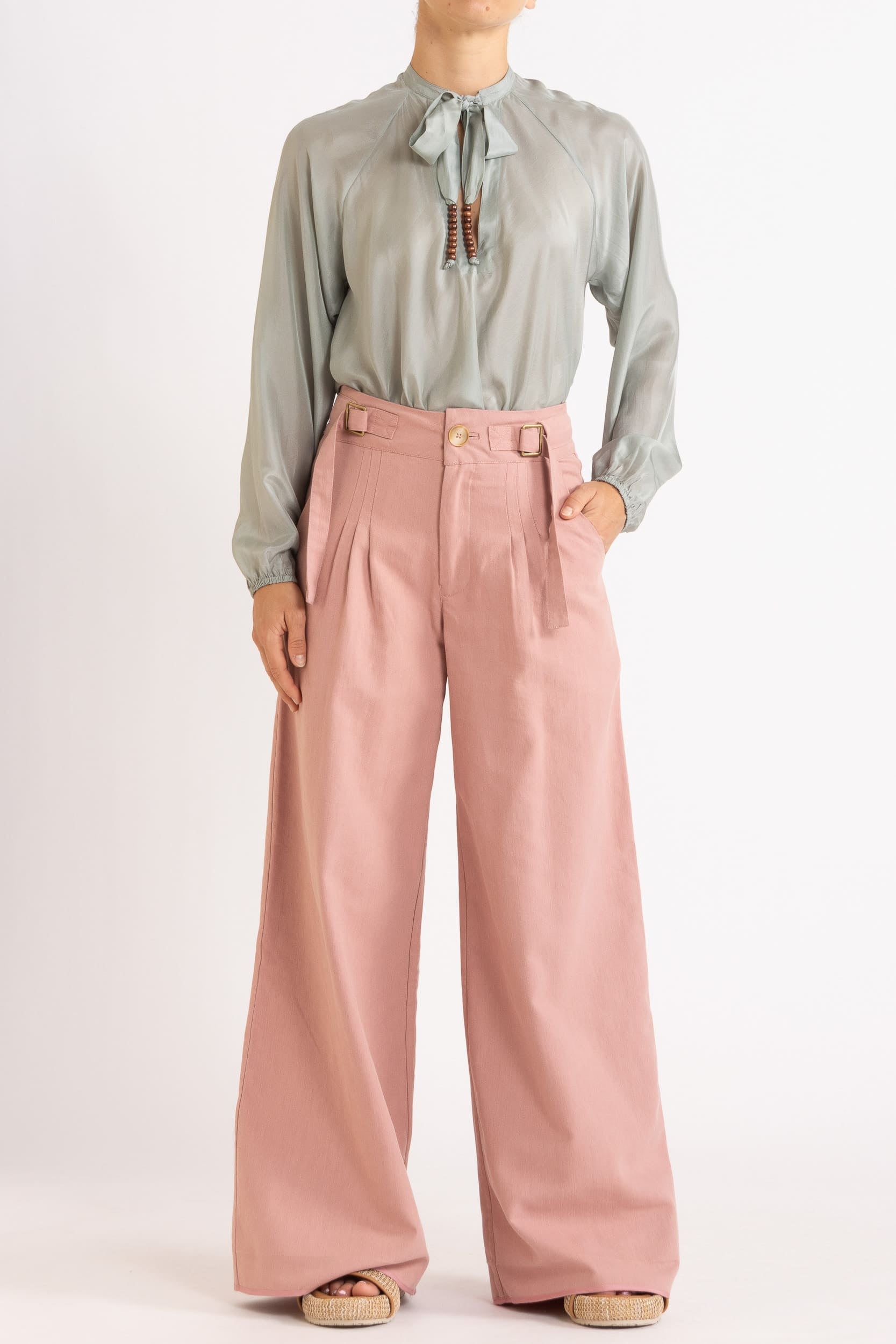 Amal Silk Habotai Long Sleeve Top