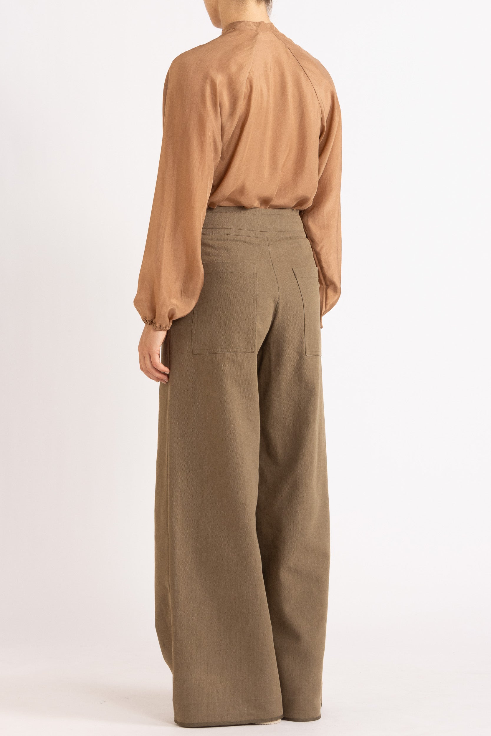 Amal Silk Habotai Long Sleeve Top