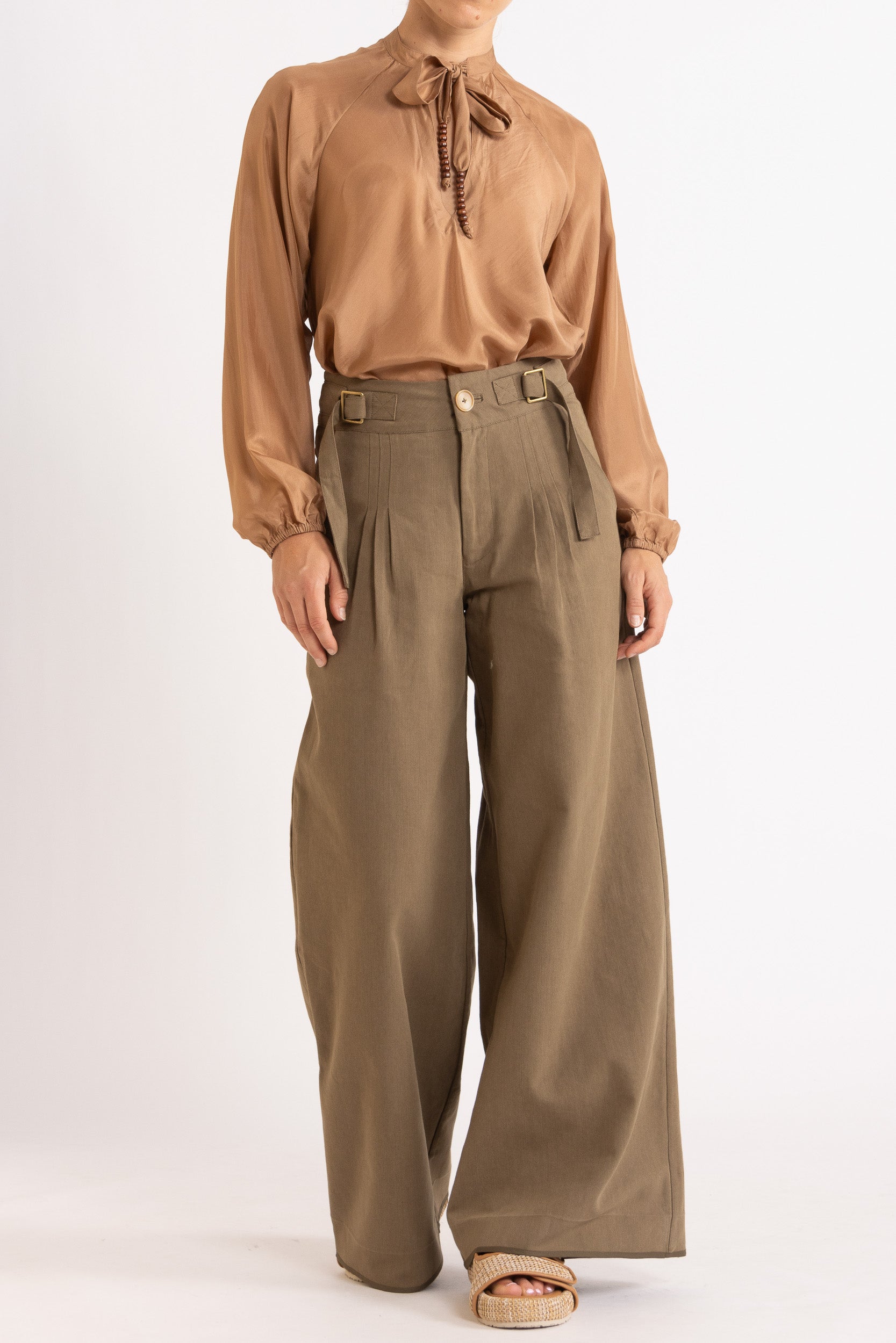 Amal Silk Habotai Long Sleeve Top