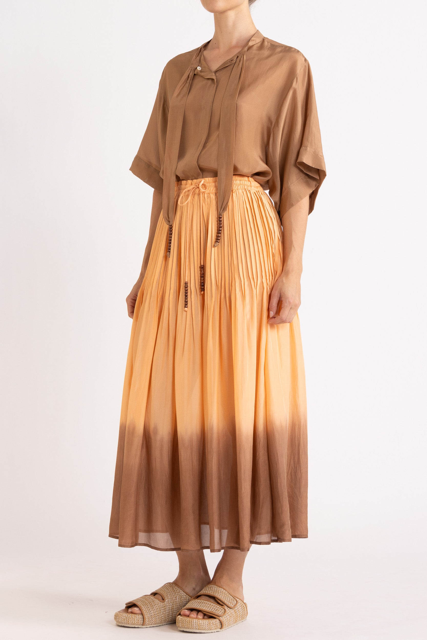 Amal Silk Habotai Short Sleeve Top