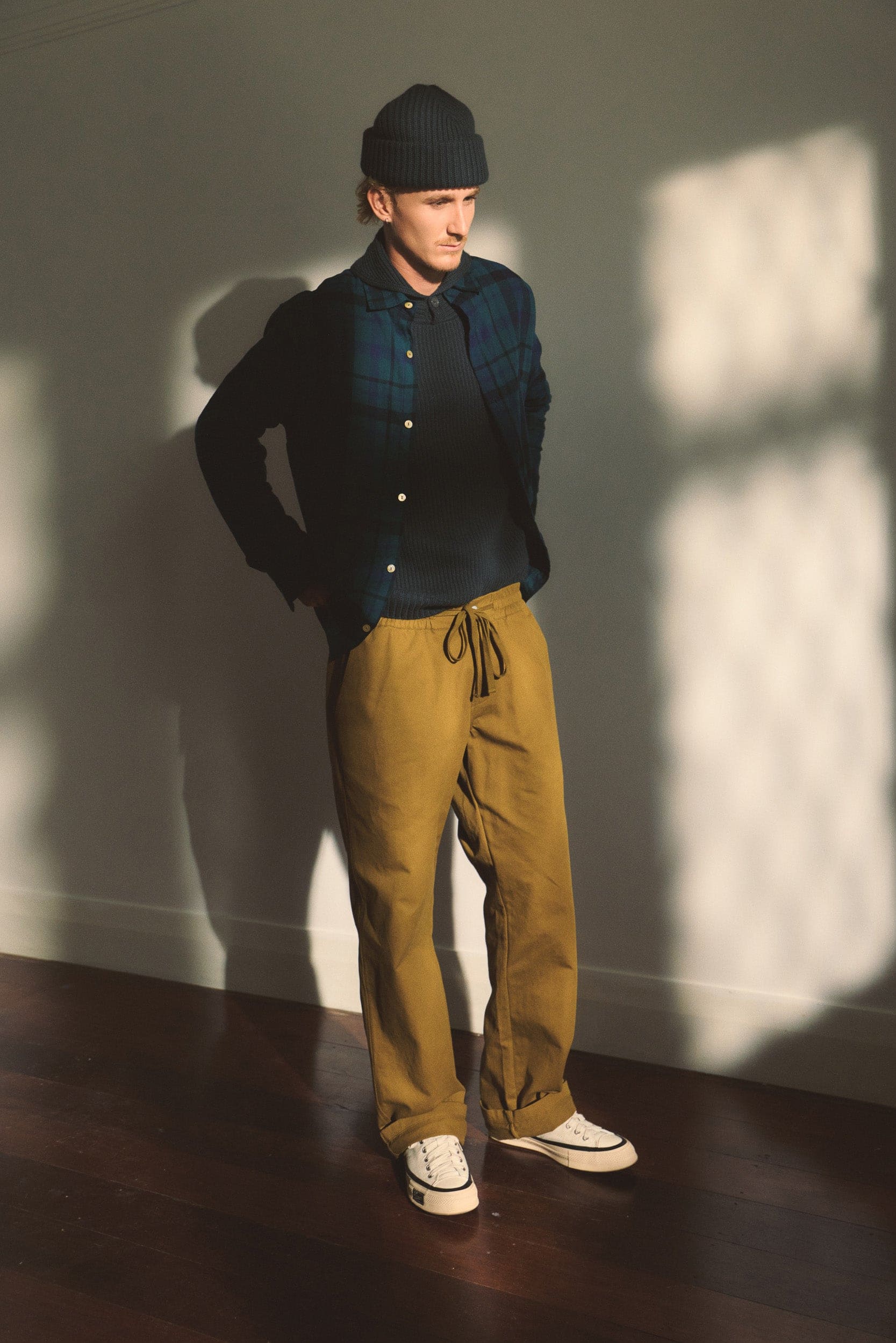 Marcus Wool-Cashmere Shawl Crew Sweater