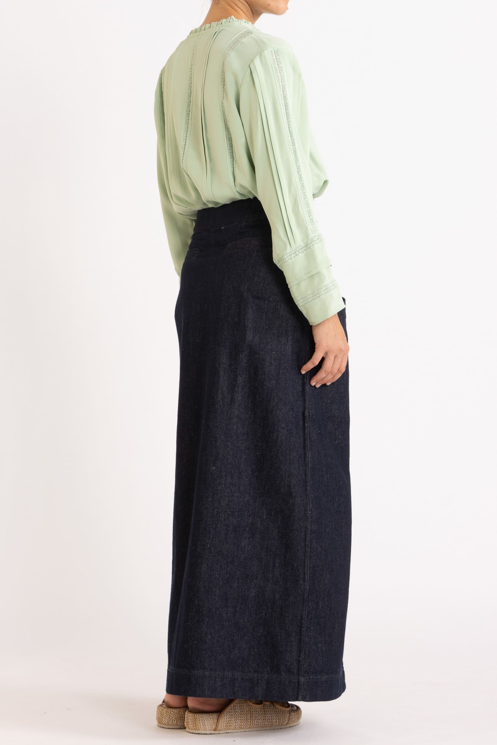 Albrey Silk Crepe Long Sleeve Top