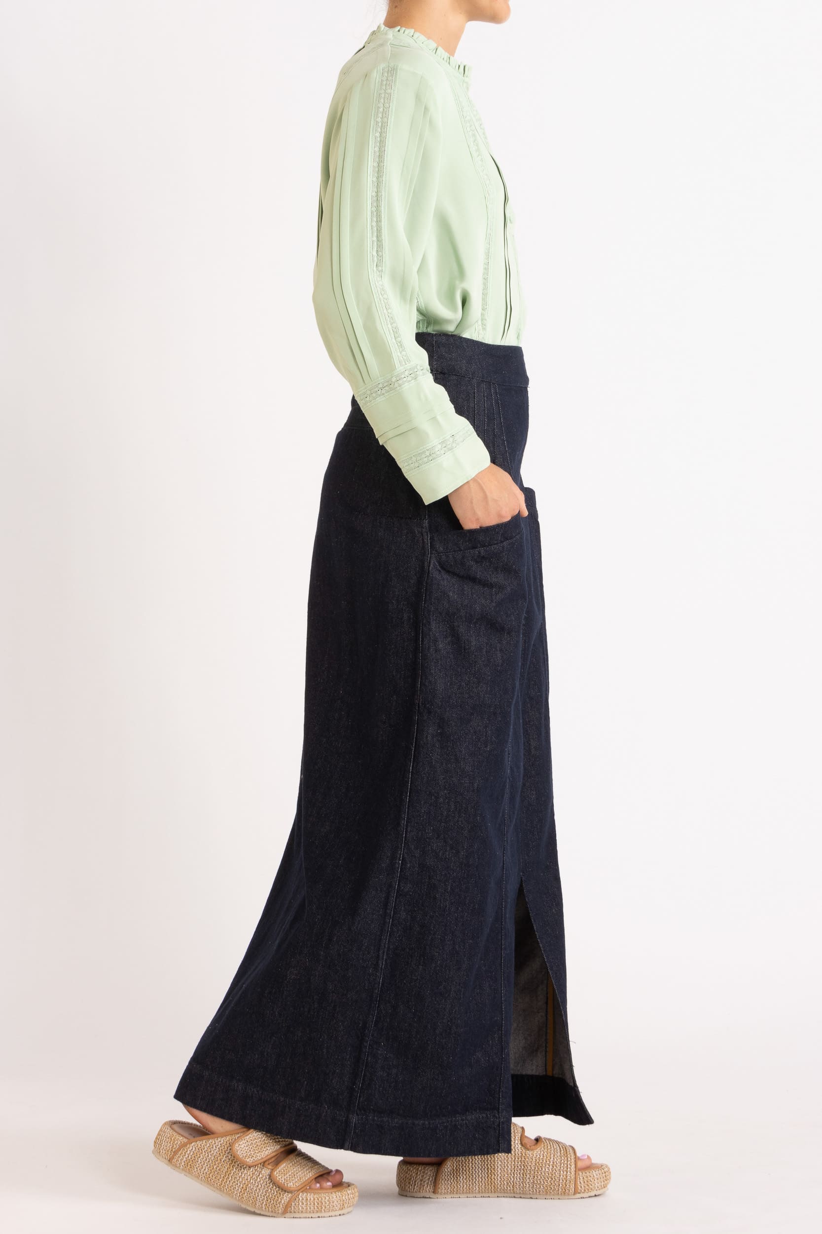 Albrey Silk Crepe Long Sleeve Top