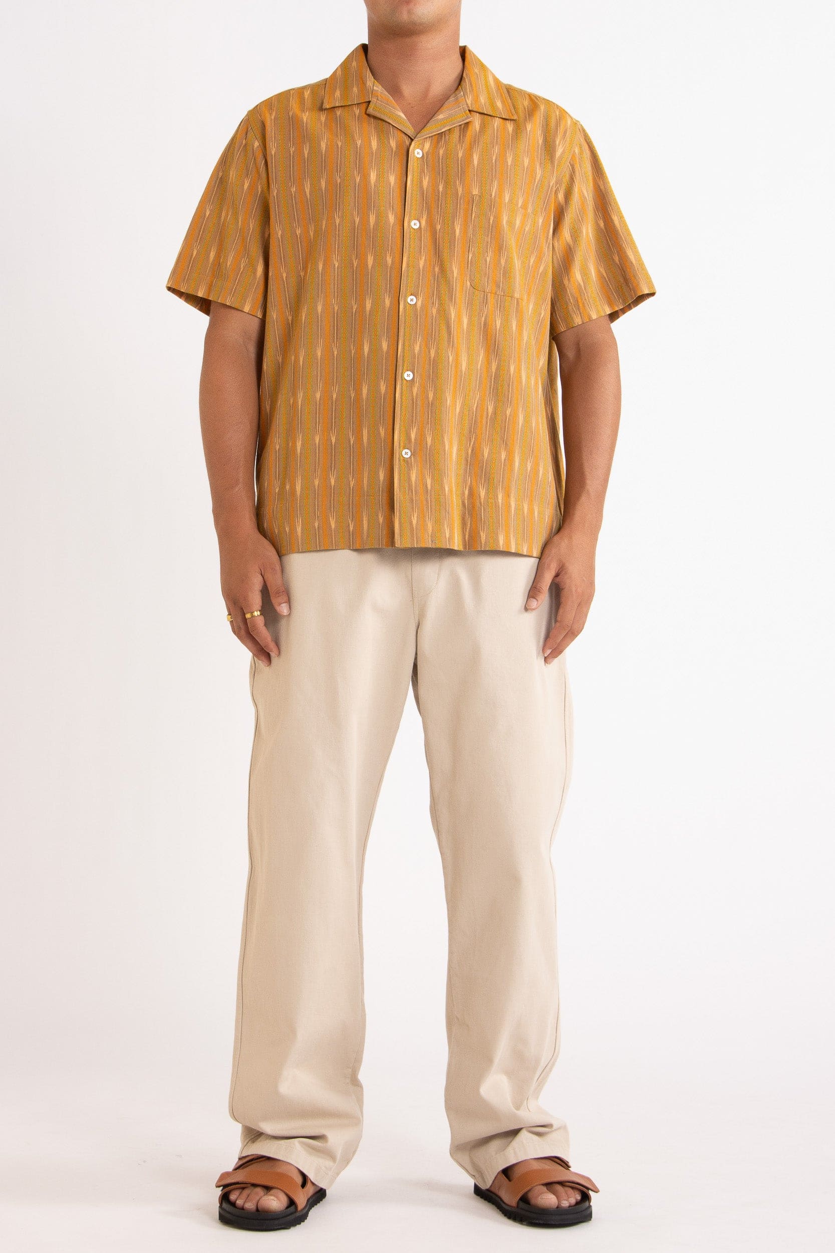 Alden Cotton Ikat Print Short Sleeve Shirt