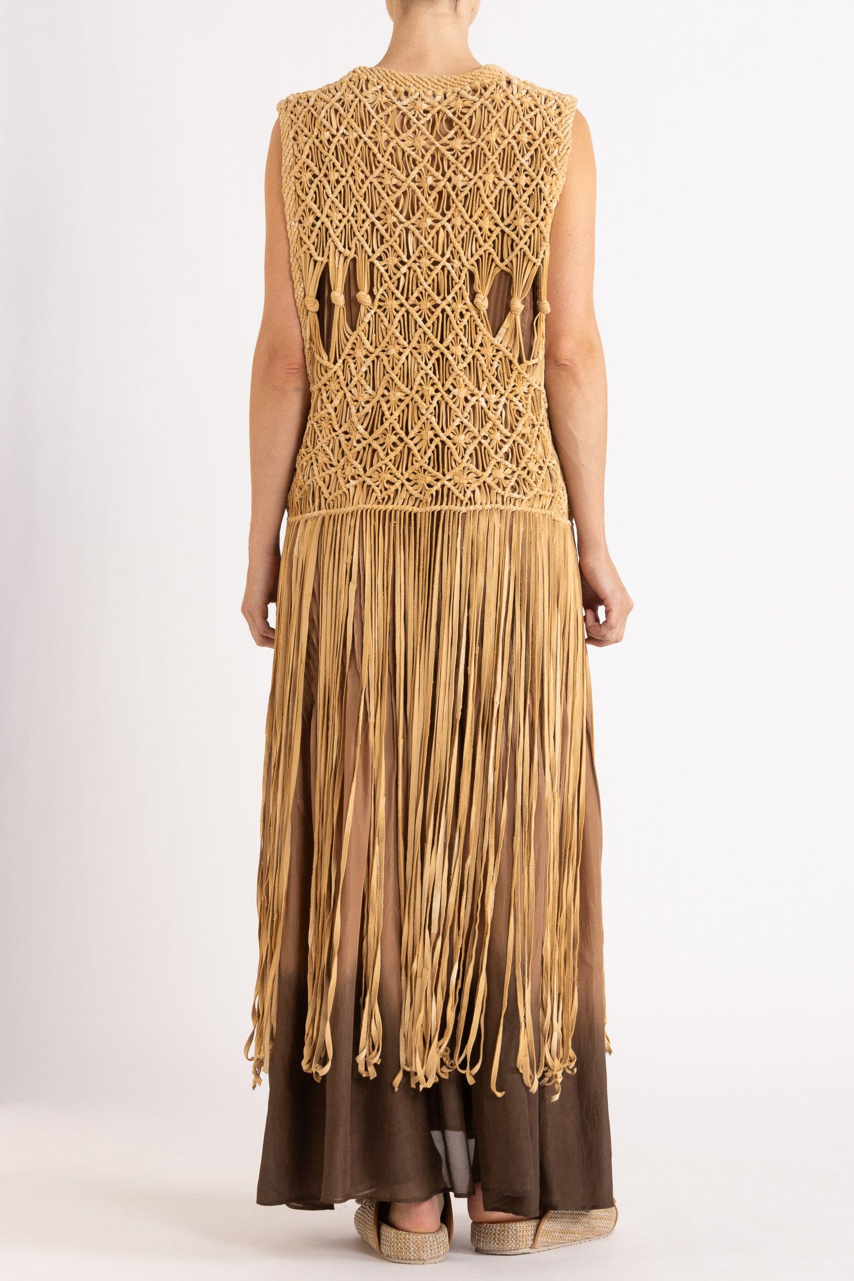 Artemis Fringed Handwoven Suede Vest | FLANNEL