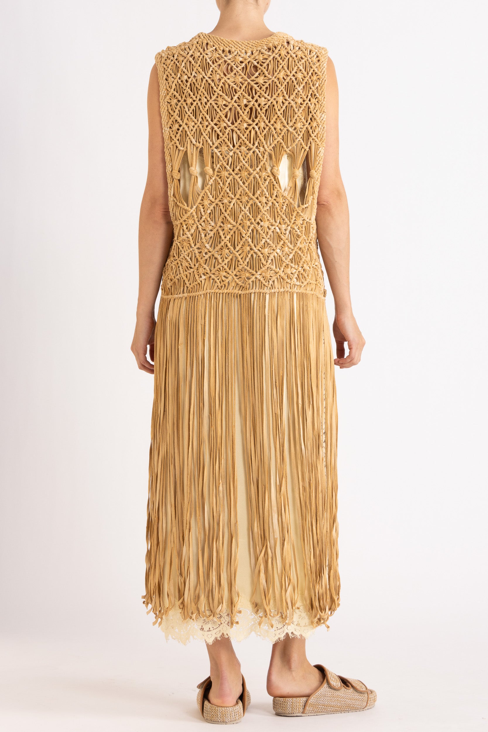 Artemis Fringed Handwoven Suede Vest