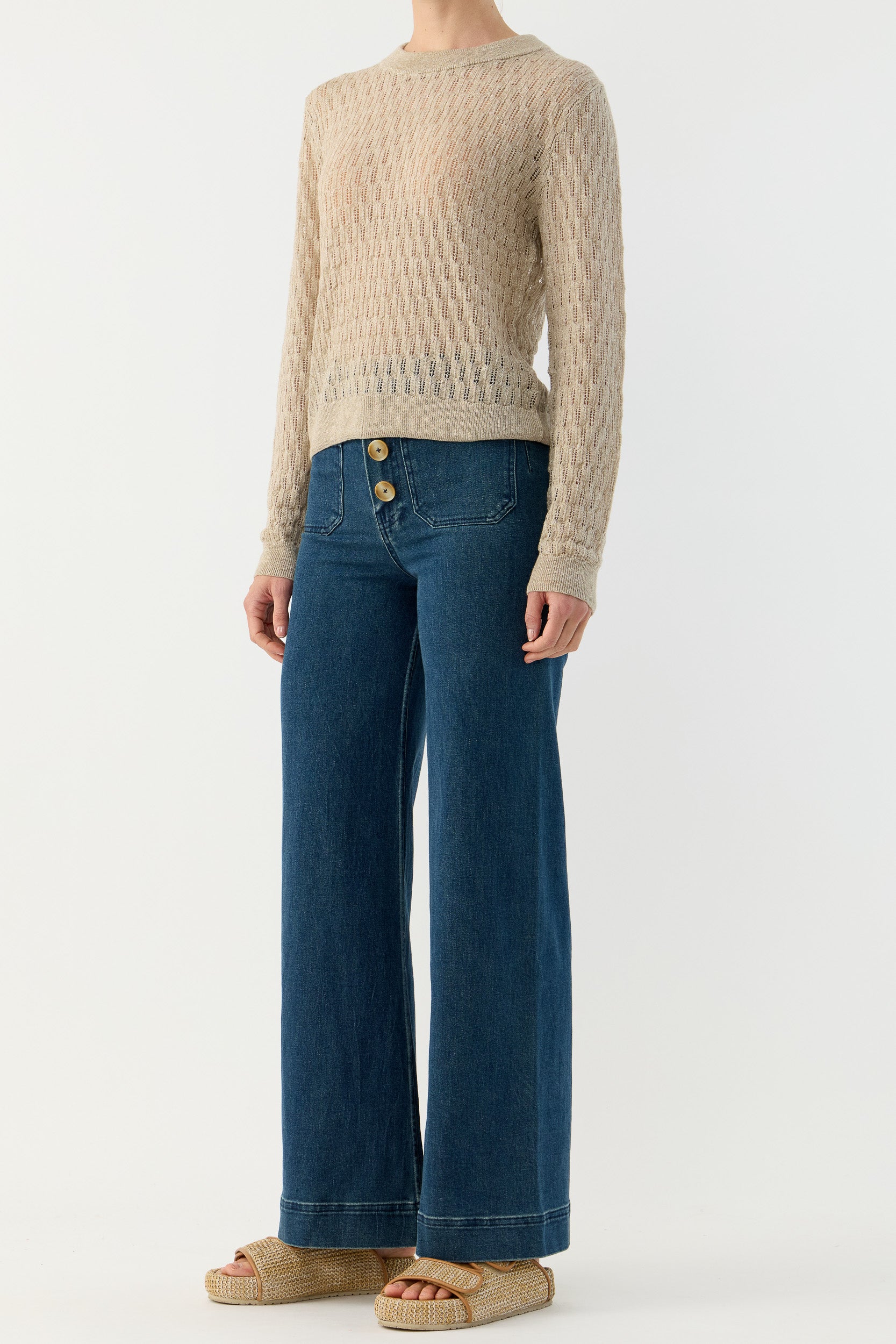 Miley Pointelle Merino Wool & Linen Sweater