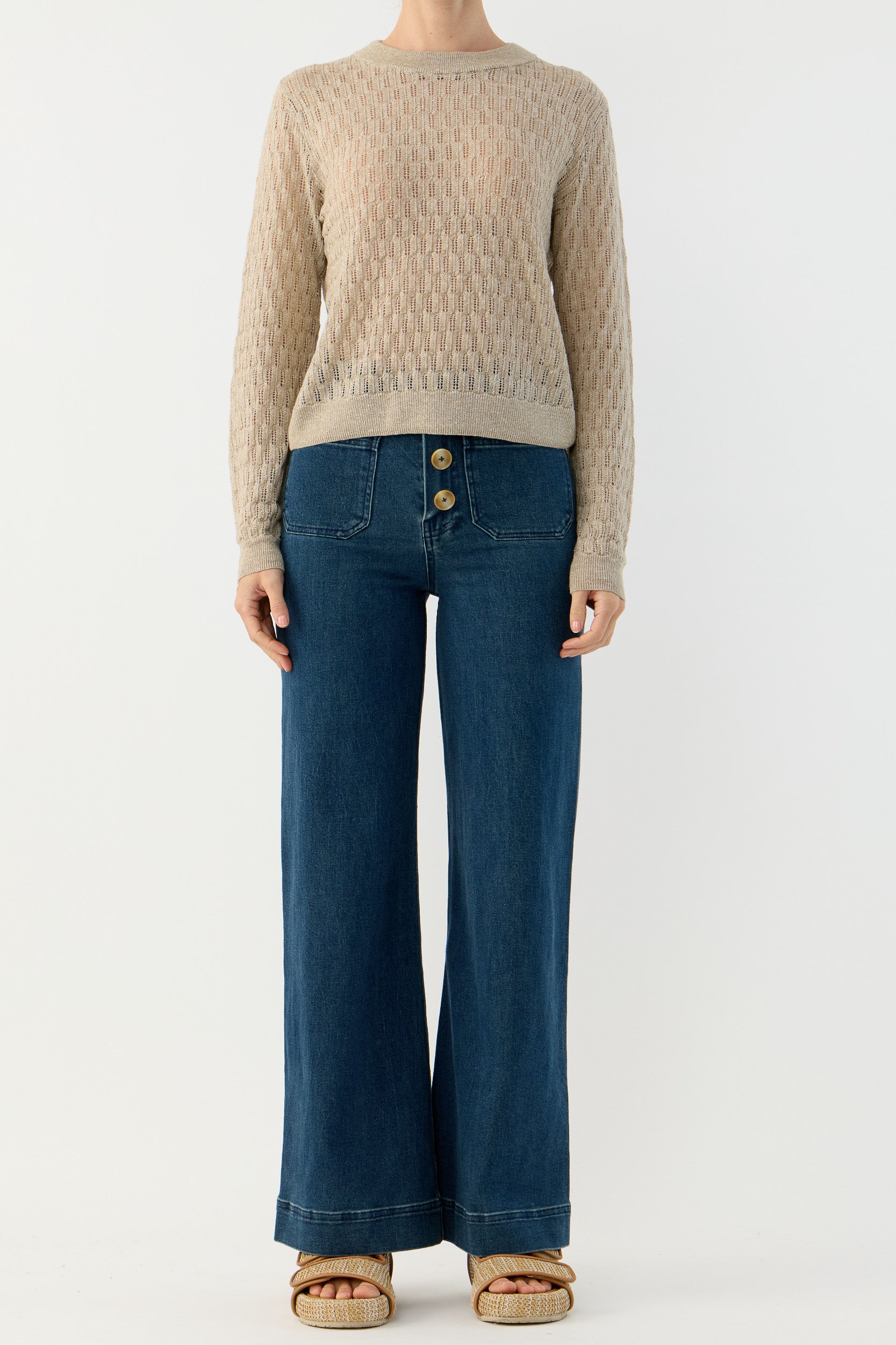 Miley Pointelle Merino Wool & Linen Sweater