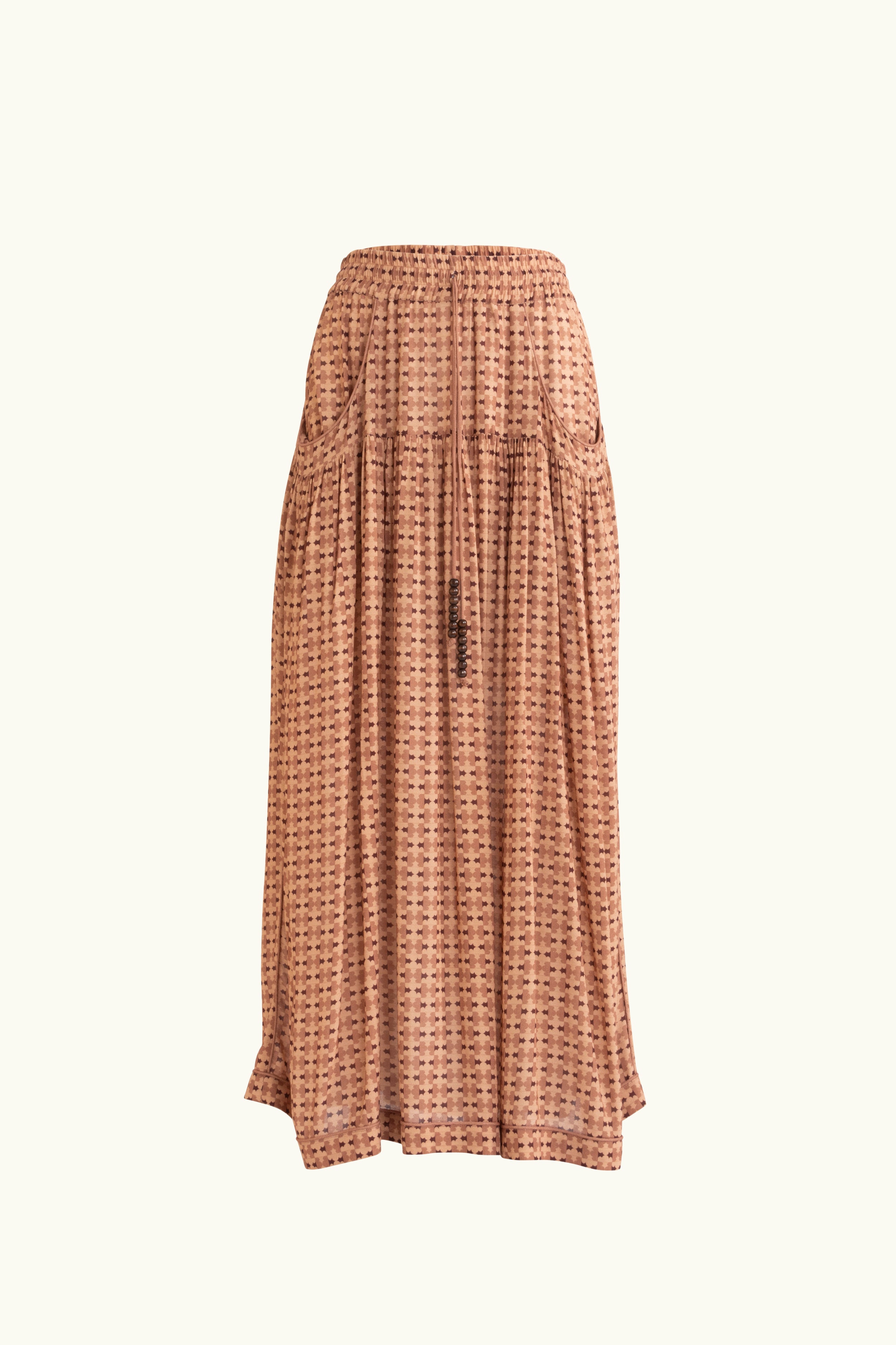 Peach patterned skirt on a white background
