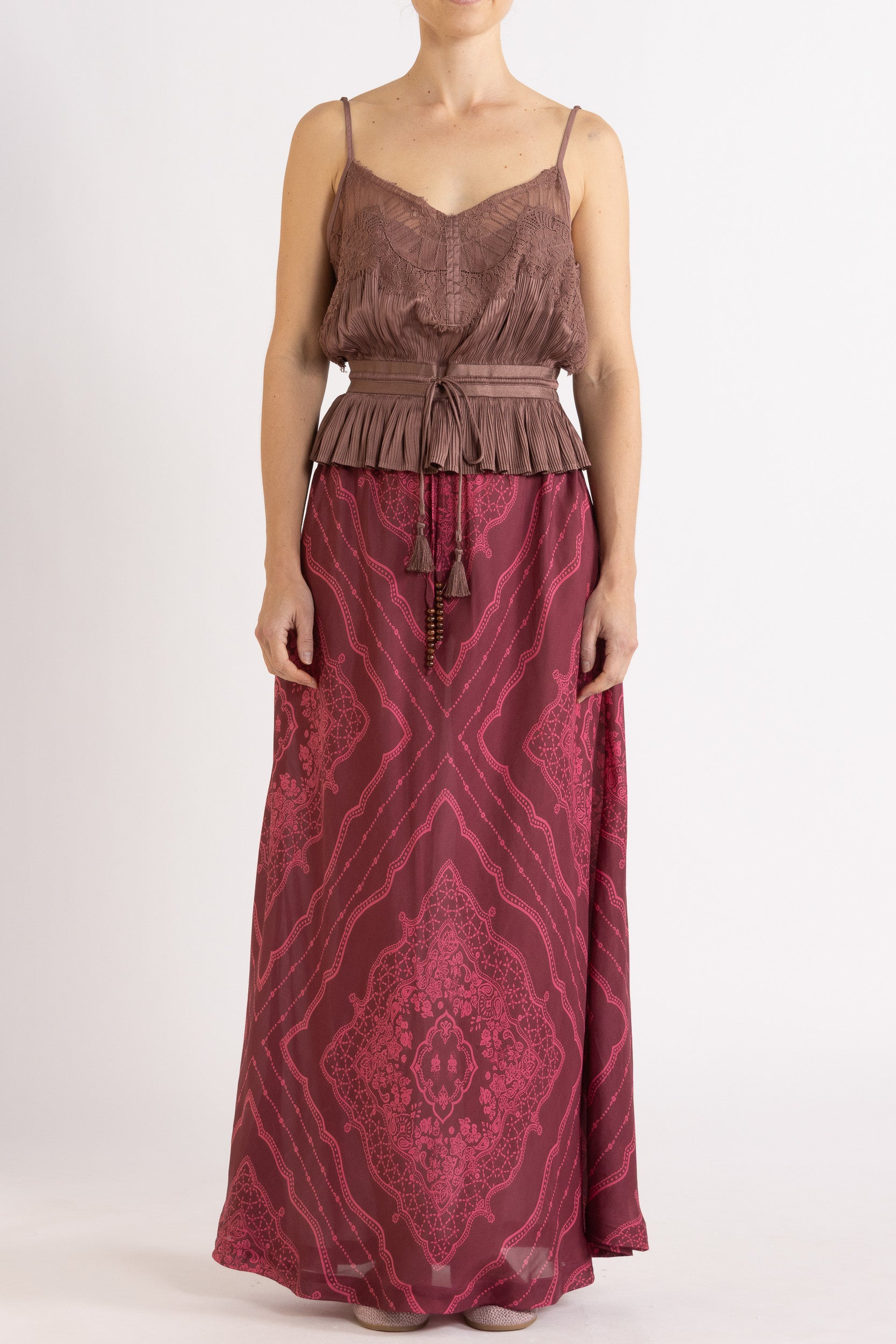 Renee Printed Silk Maxi Skirt