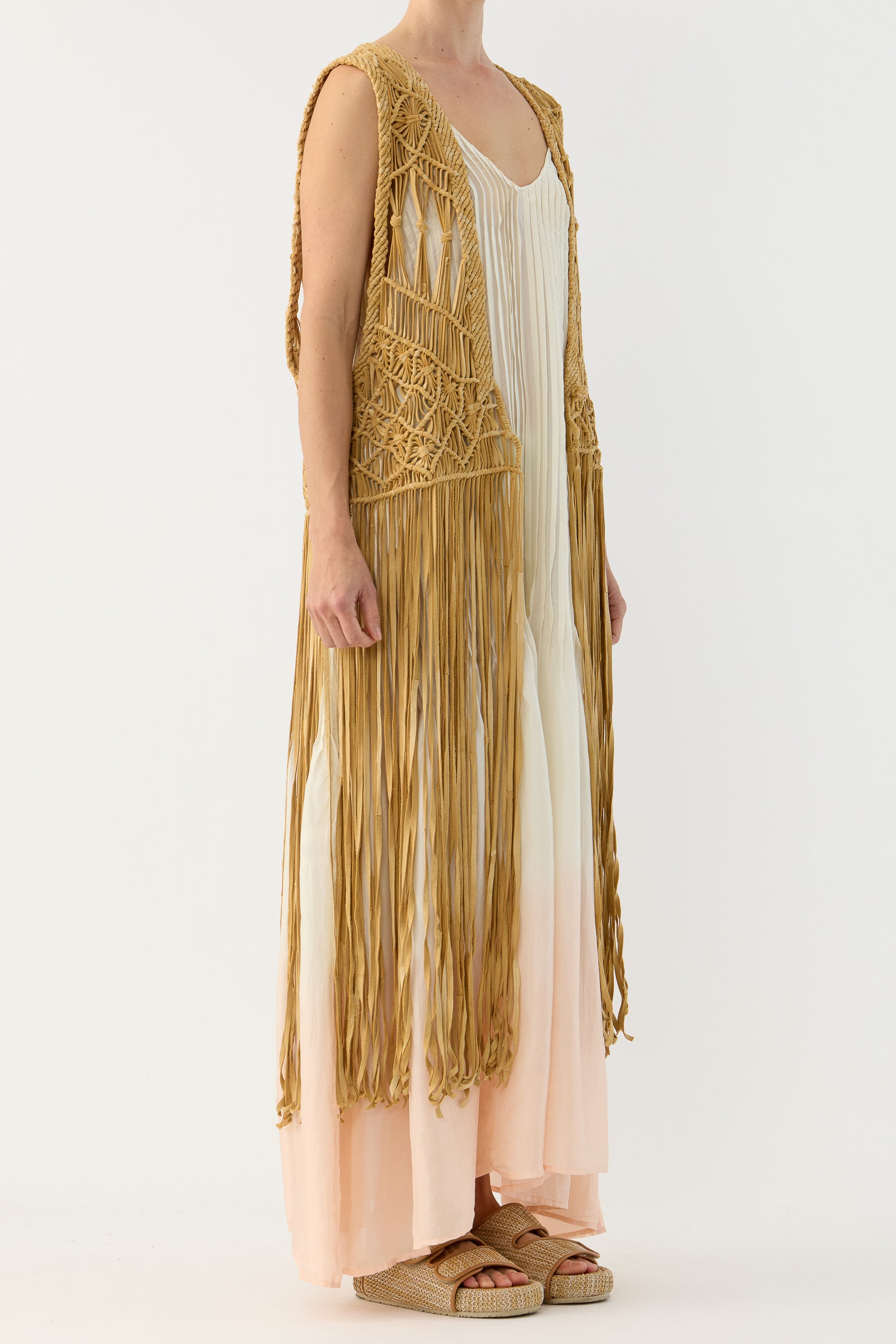 Artemis Fringed Handwoven Suede Vest