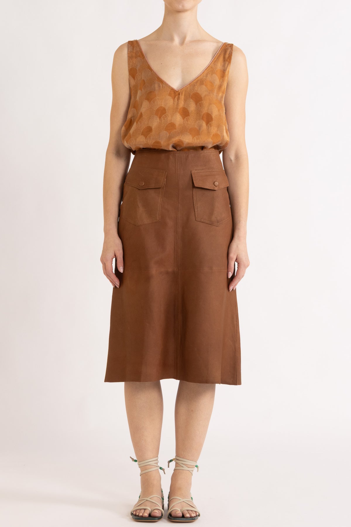 Frankie Leather Midi Skirt