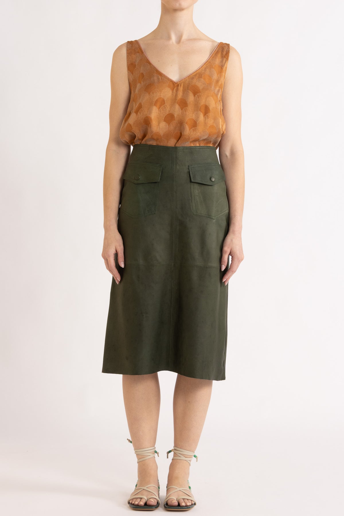 Frankie Leather Midi Skirt