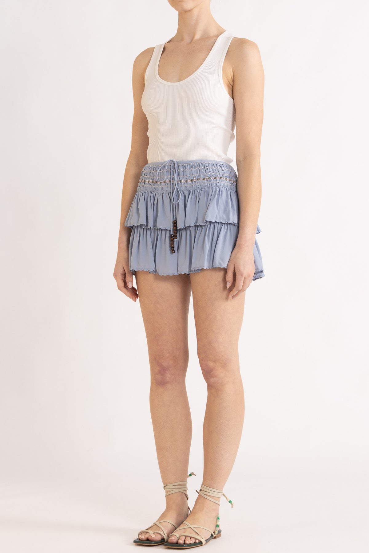 Clover Ribbed Silk-Cotton Scoop Neck Singlet