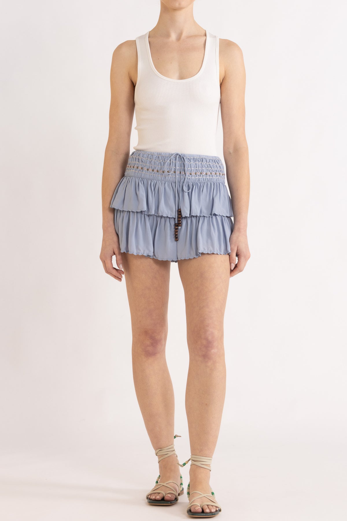 Clover Ribbed Silk-Cotton Scoop Neck Singlet