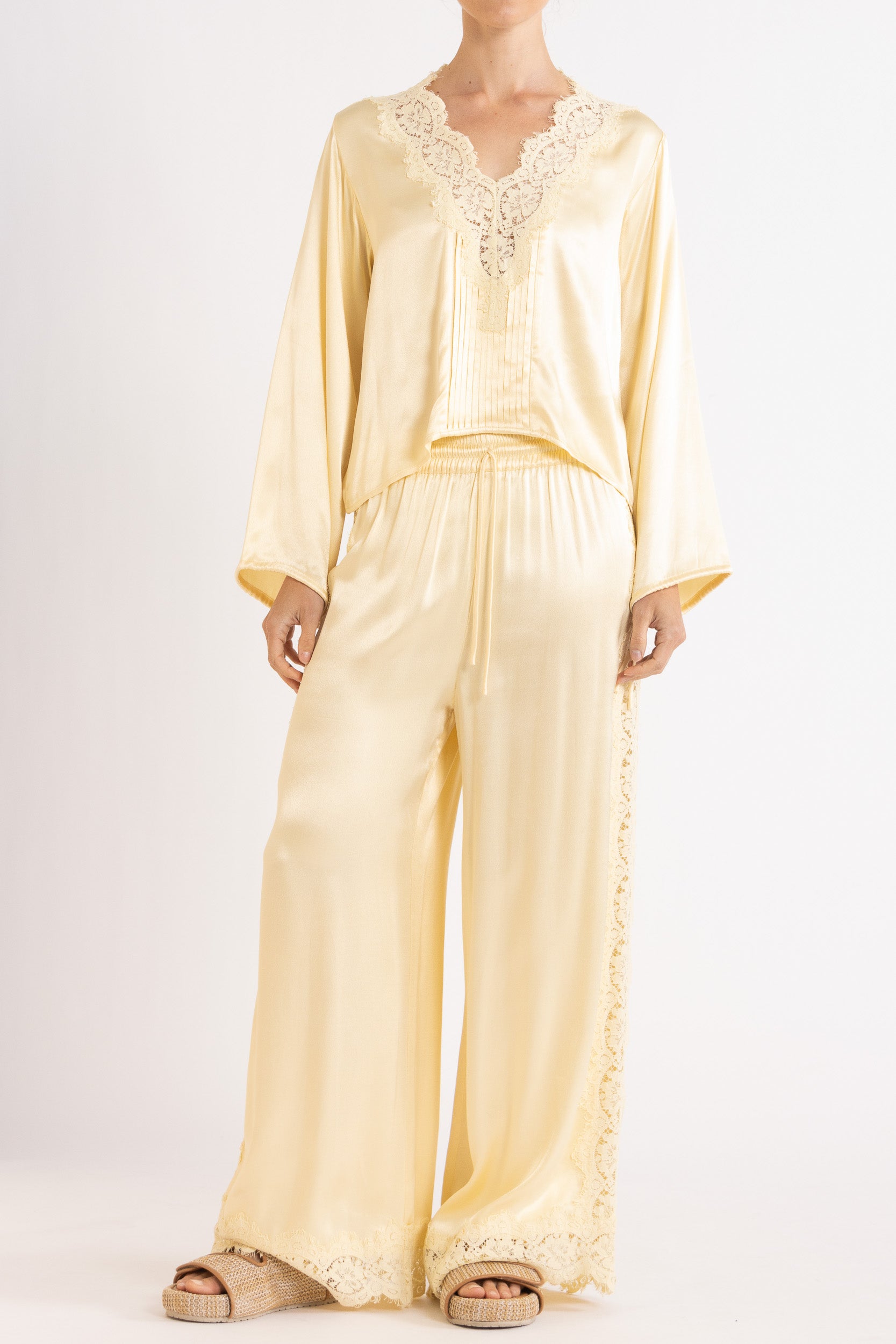 Lenny Satin Lace Long Sleeve Top