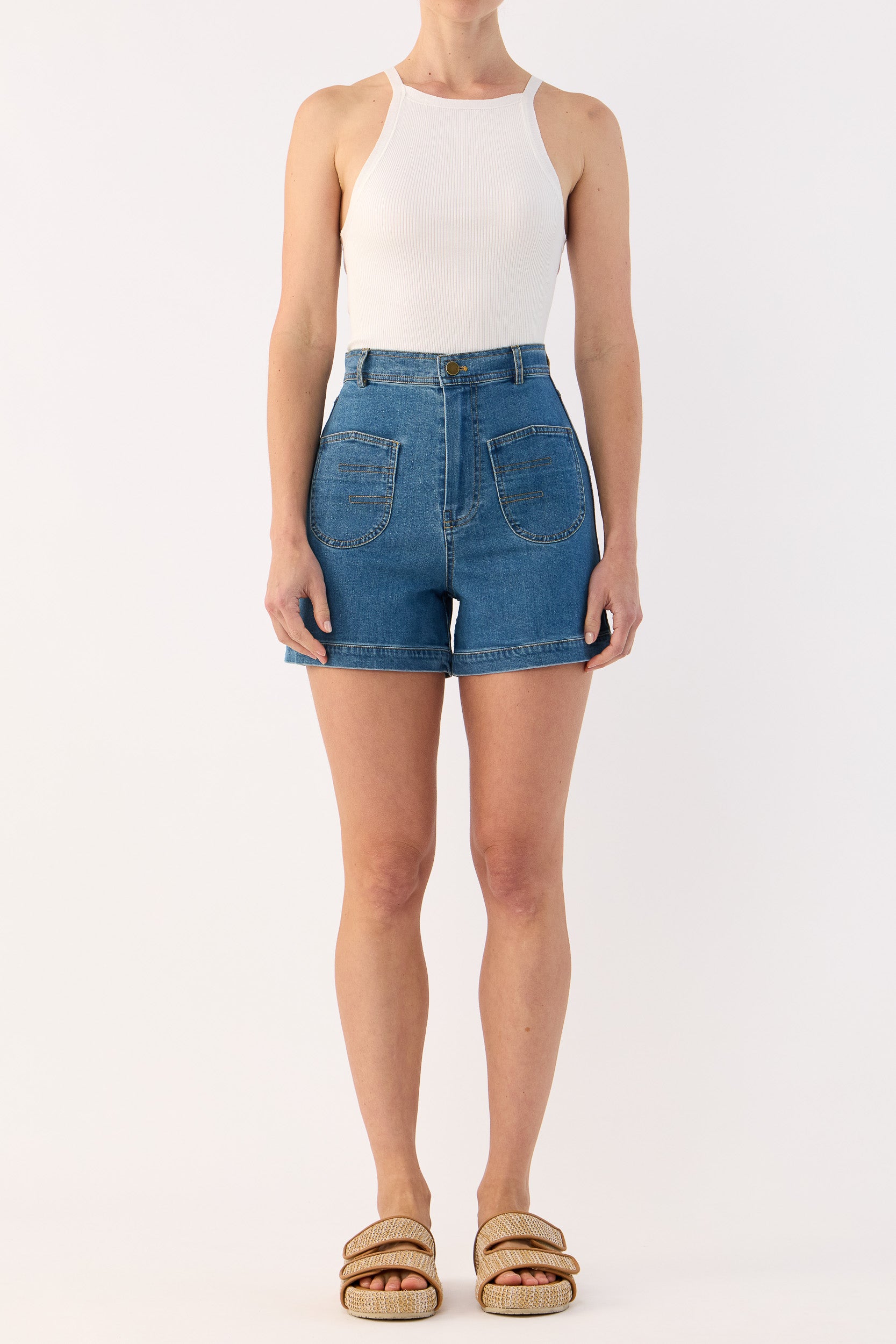 Clover Ribbed Silk-Cotton Tank