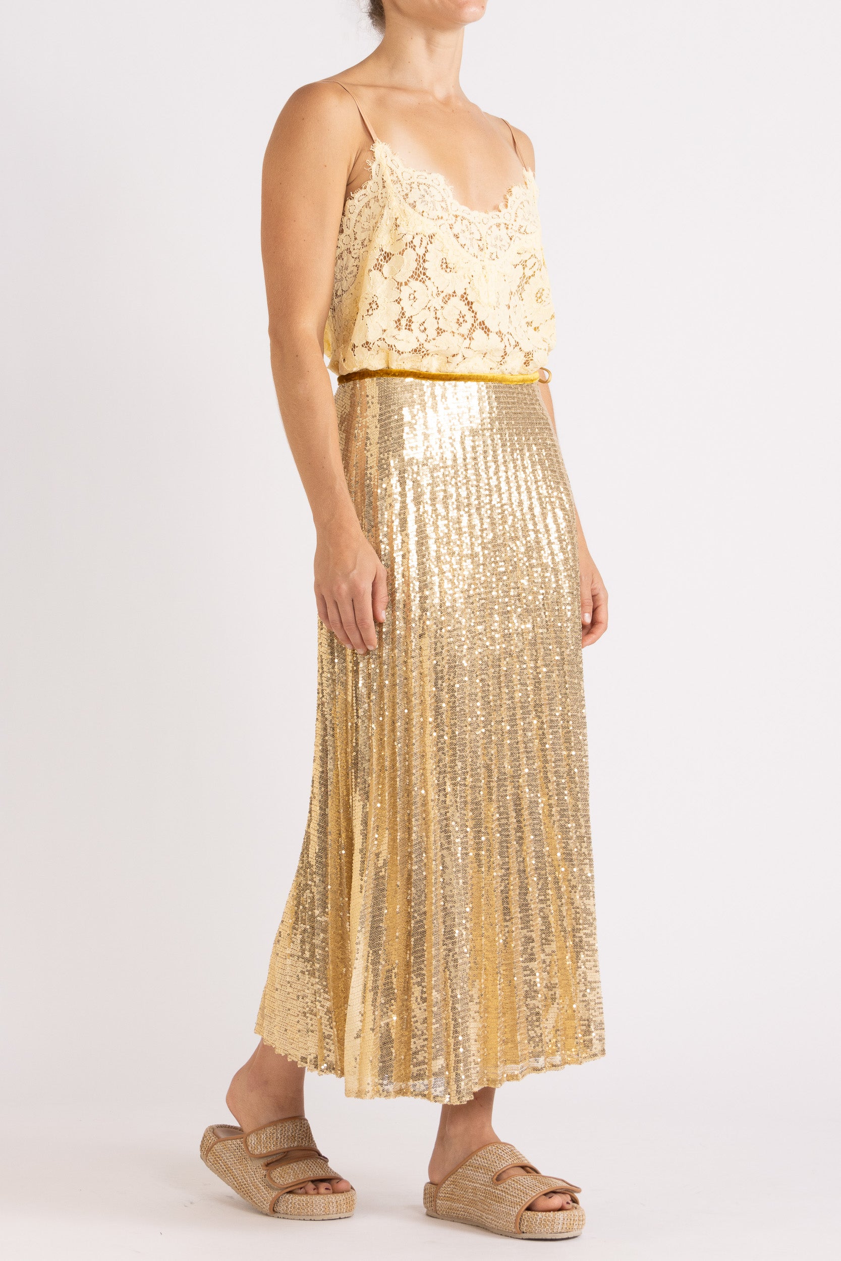 Sigrid Sequin Pleated Skirt